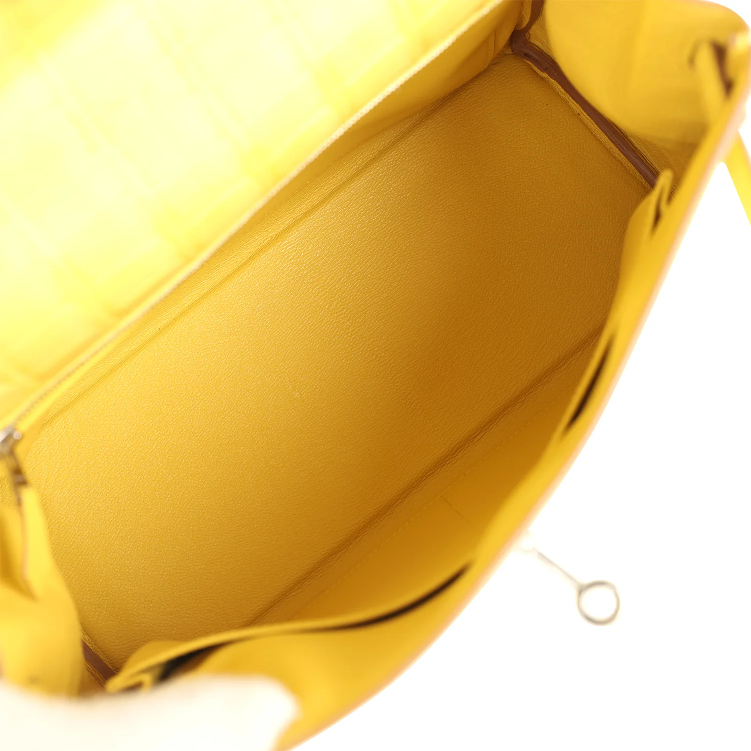 Pre-owned Hermes Kelly Retourne 28 Mimosa Matte Alligator Mississippiensis Palladium Hardware