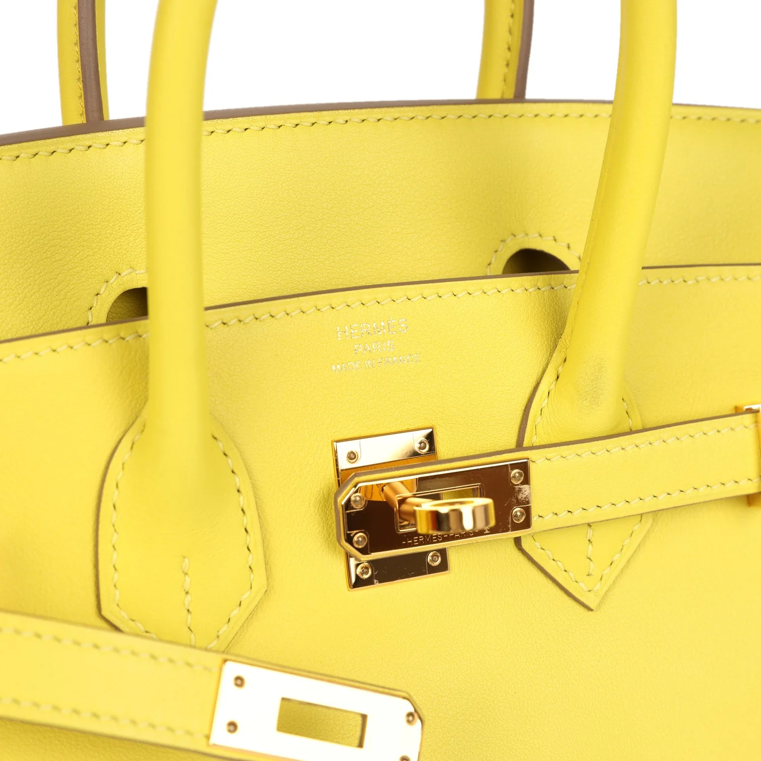 Pre-owned Hermes Birkin 25 Lime Swift Gold Hardware