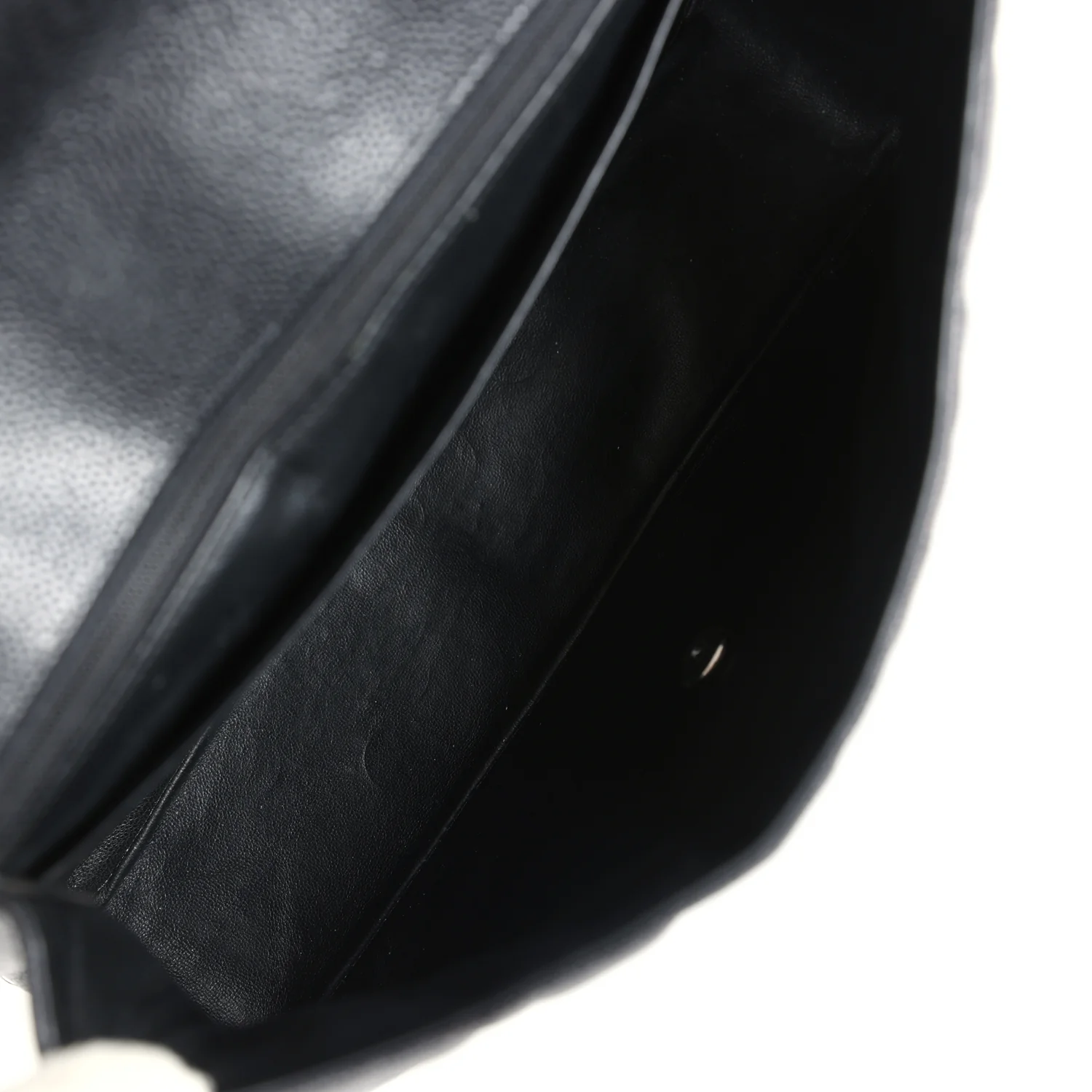 Pre-owned Chanel Jumbo Classic Single Flap Bag Black Caviar Silver Hardware