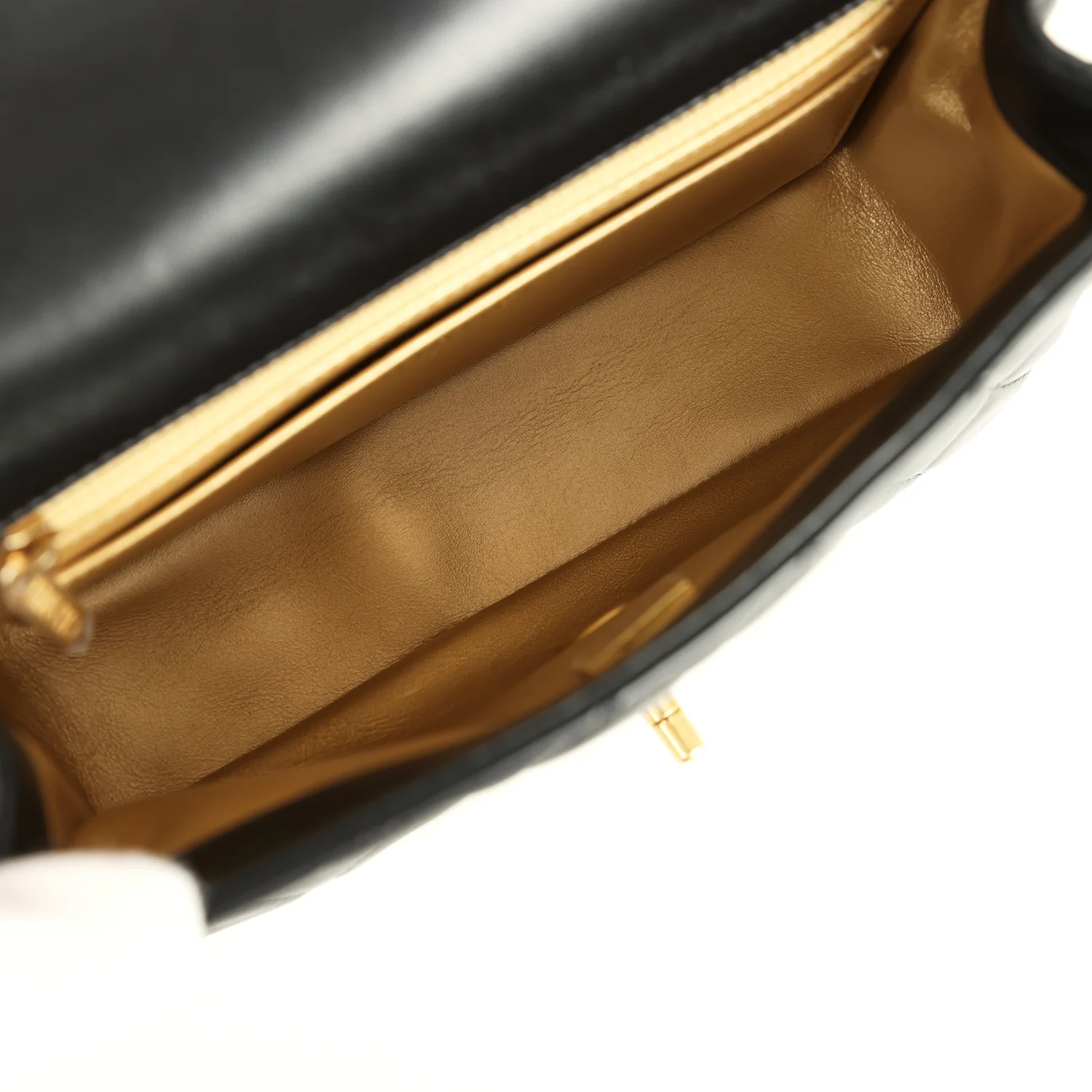 Chanel Mini Pearl Crush Rectangular Flap Bag Black Lambskin Brushed Gold Hardware