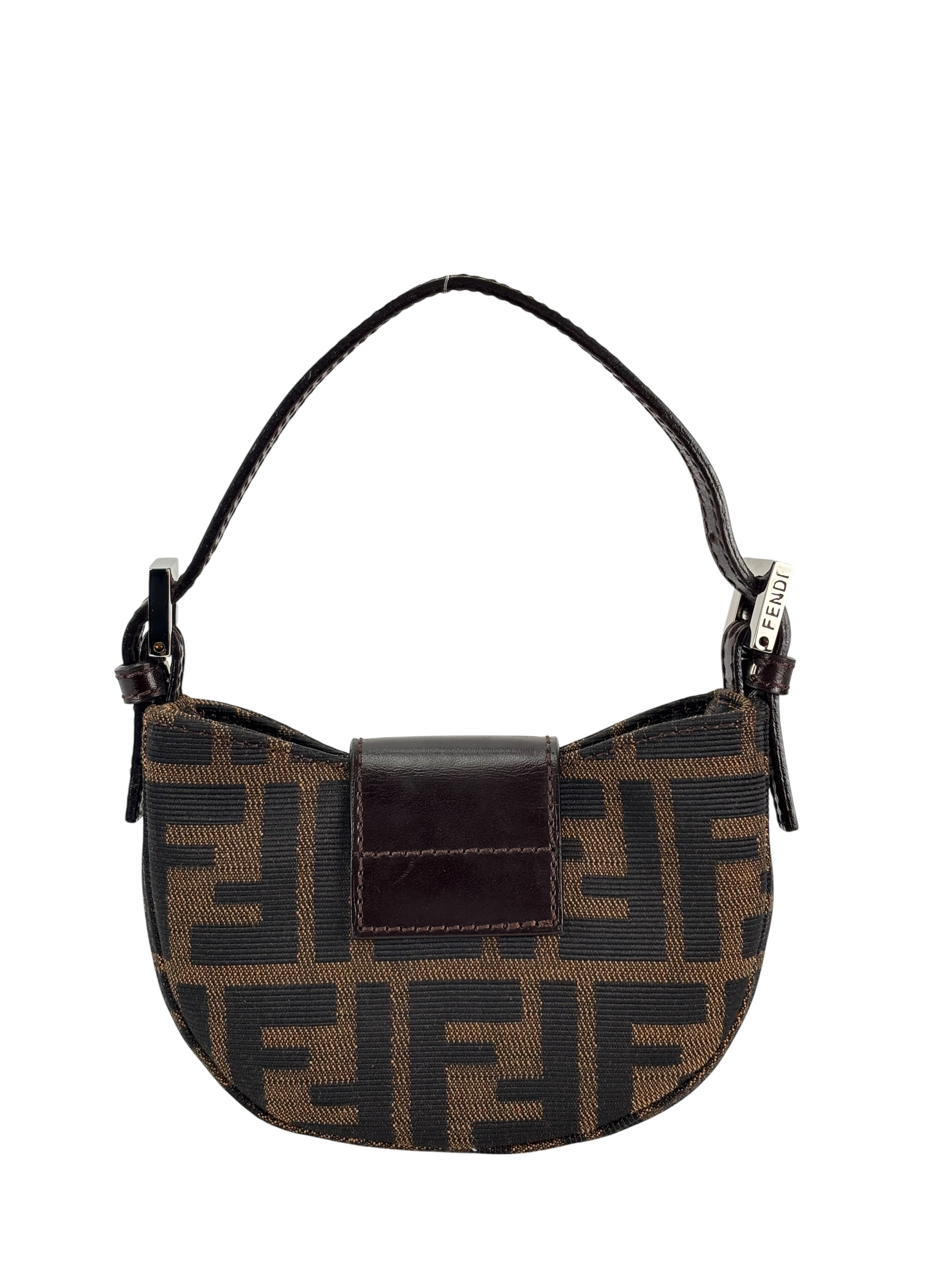 FENDI - Zucca Canvas Mini Croissant Handbag Black Brown
