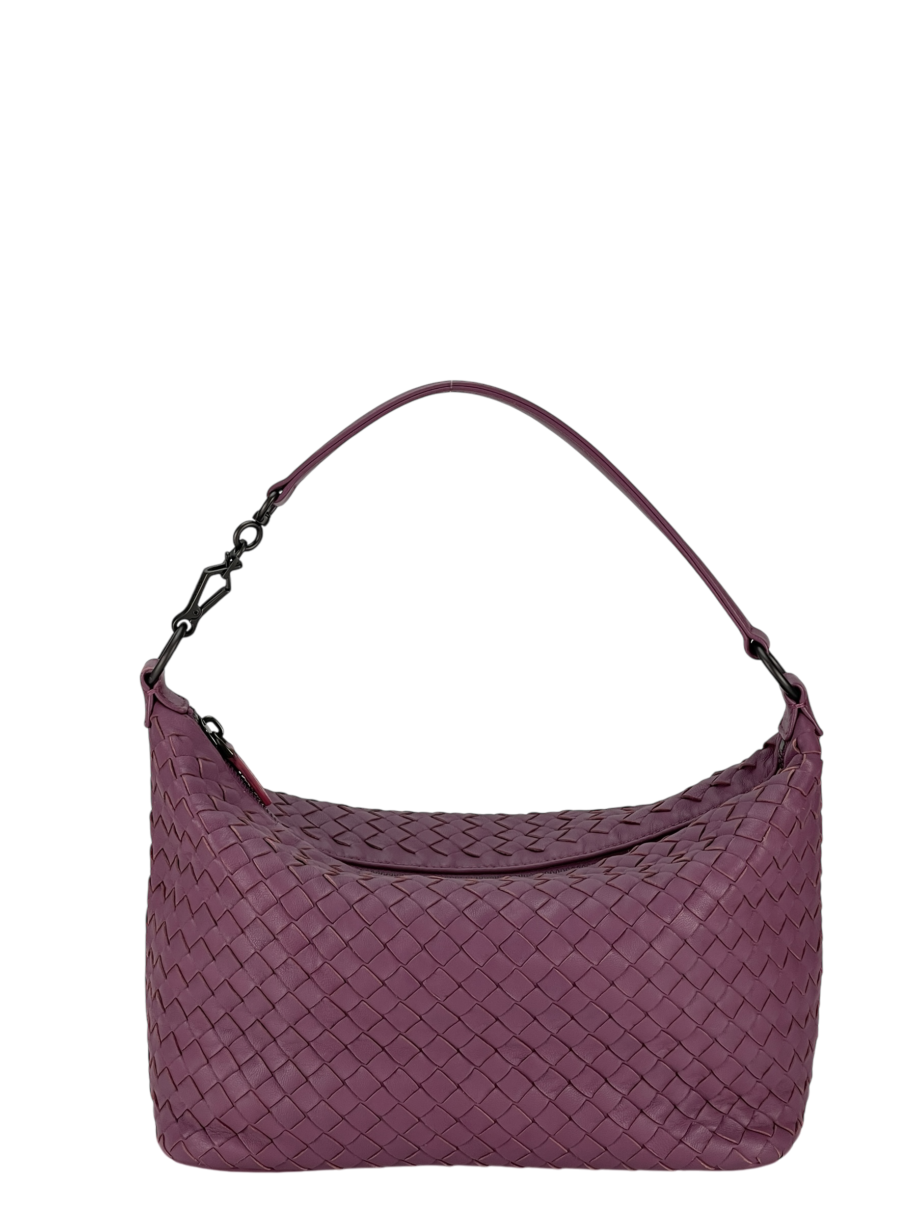 BOTTEGA VENETA - Zip Hobo Intrecciato Nappa Purple Lambskin