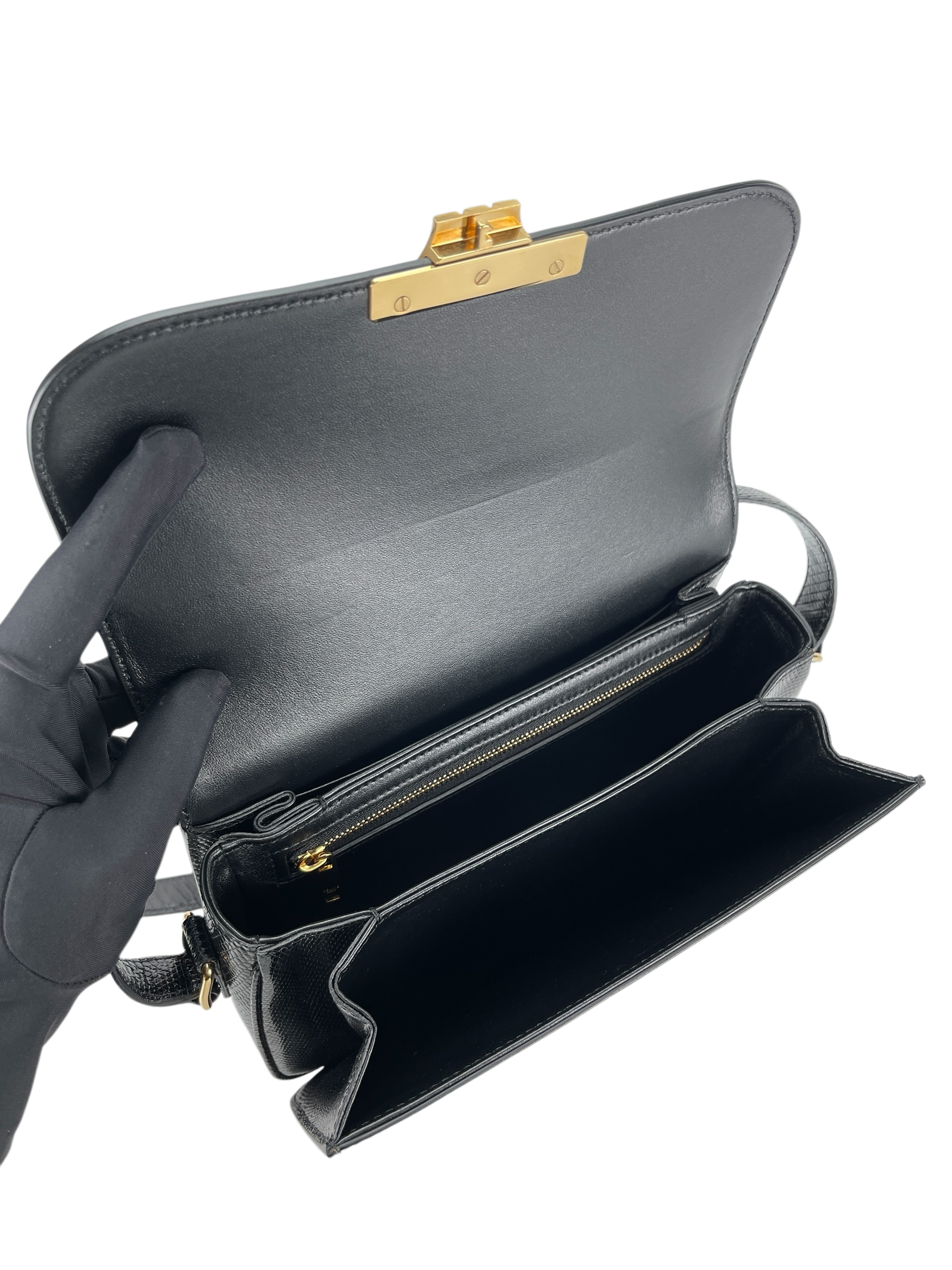 CELINE - Lizard Medium Triomphe Black