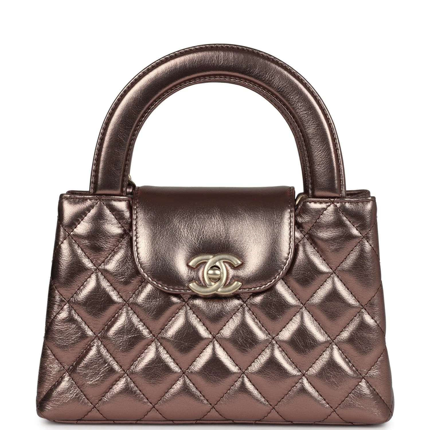 Chanel Small Kelly Shopper Metallic Bronze Calfskin Brushed Gold Hardware