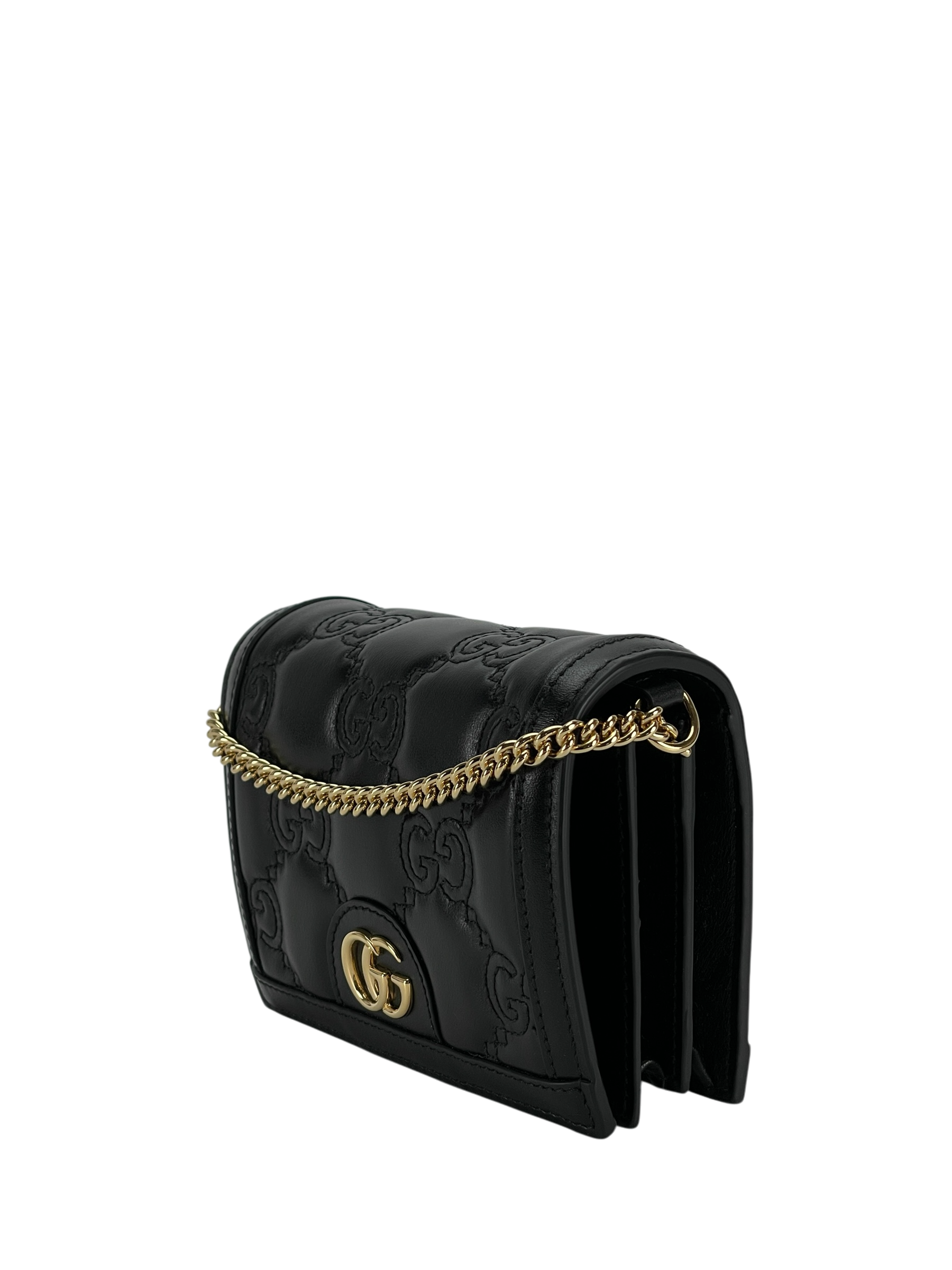 GUCCI - Enamel GG Matelasse Mini Chain Bag Black Nylon Calfskin