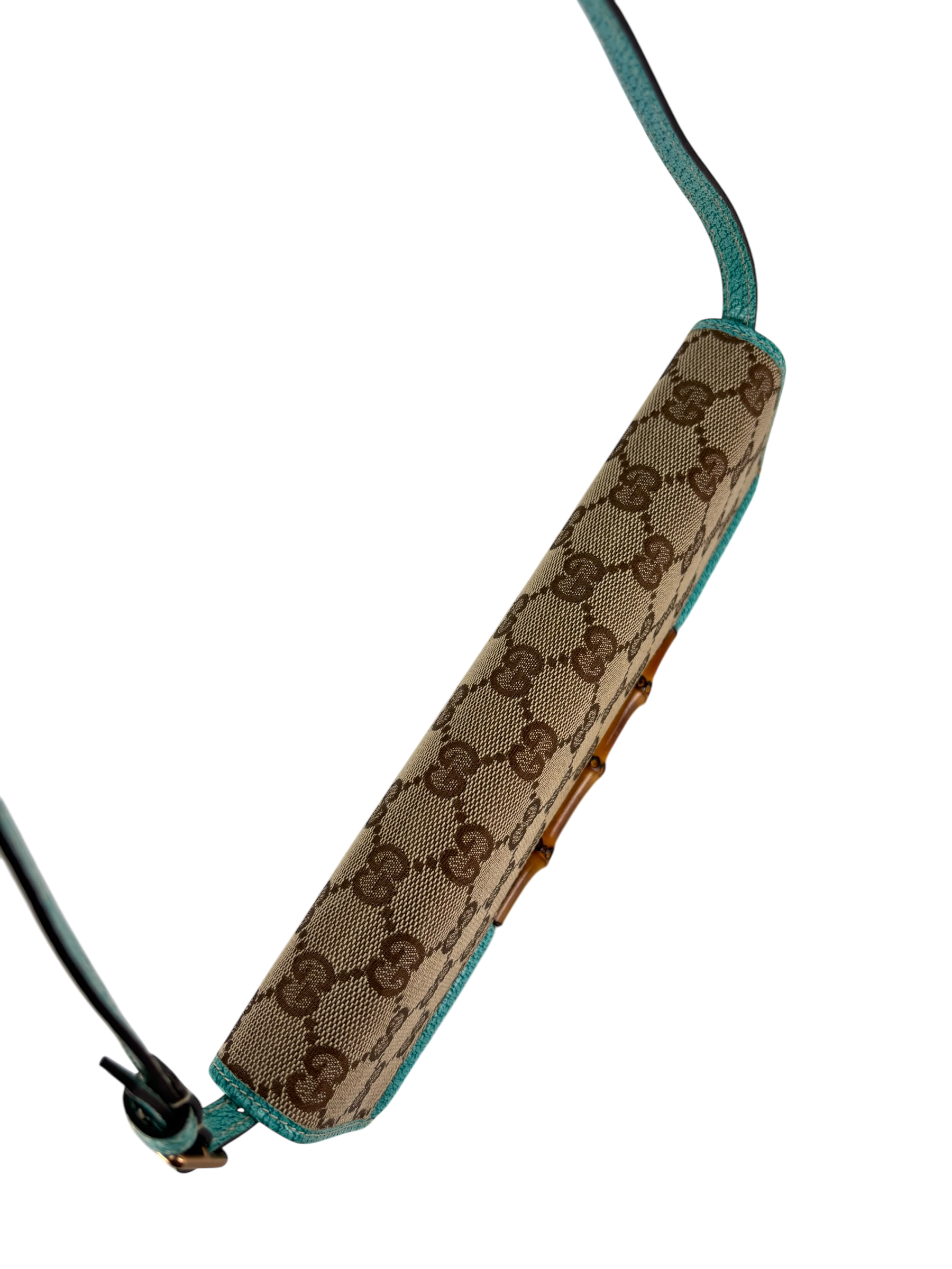 GUCCI - Bamboo GG Crossbody Shoulder Bag Blue Beige
