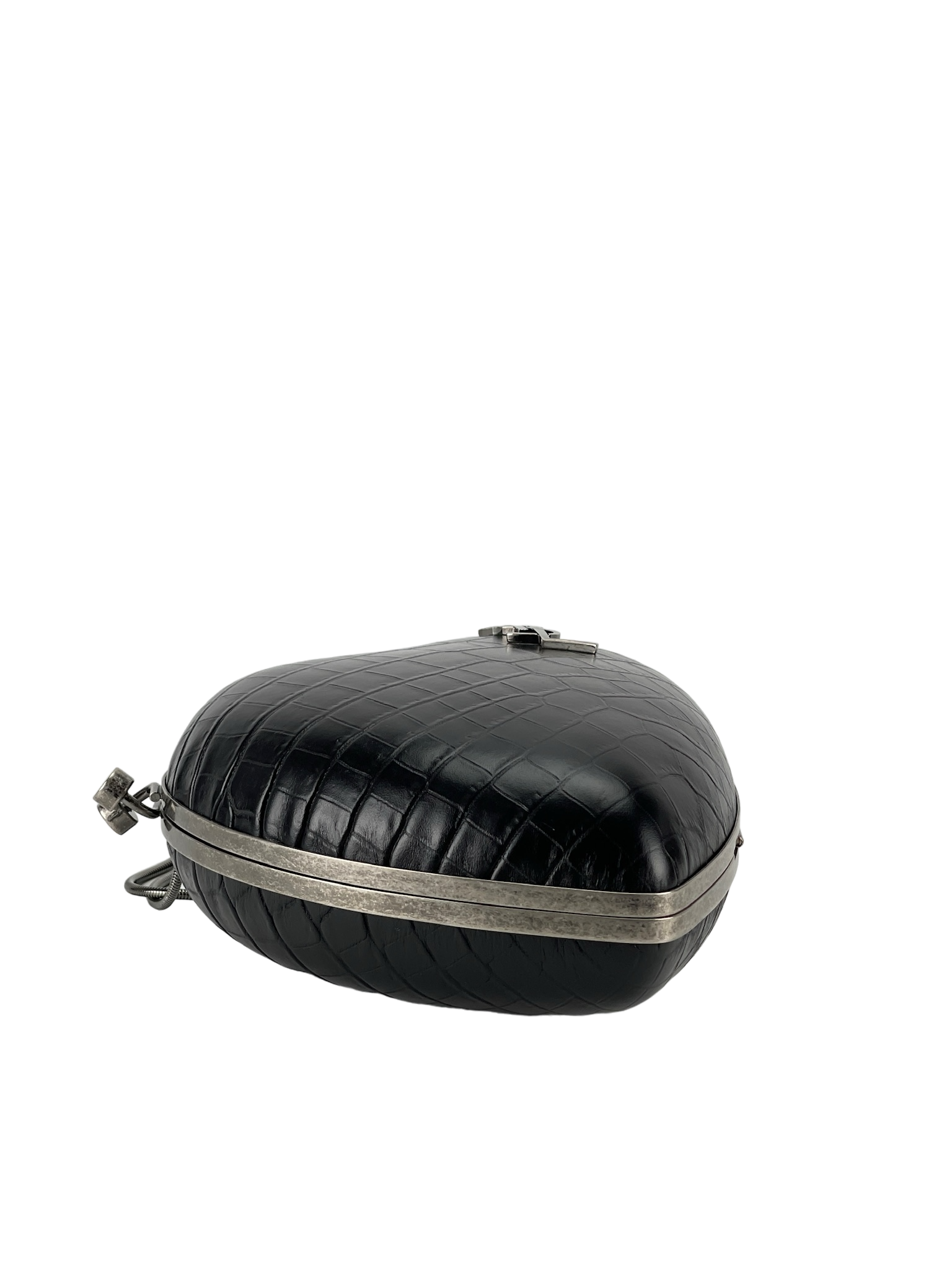 SAINT LAURENT - Crocodile Embossed Clutch Love Box Bag