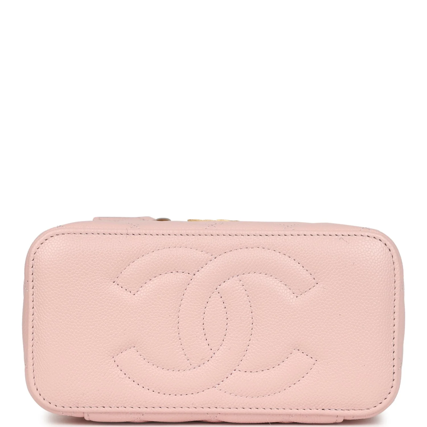 Chanel Small CC Vanity Case Light Pink Caviar Faux Pearls Brushed Gold Hardware