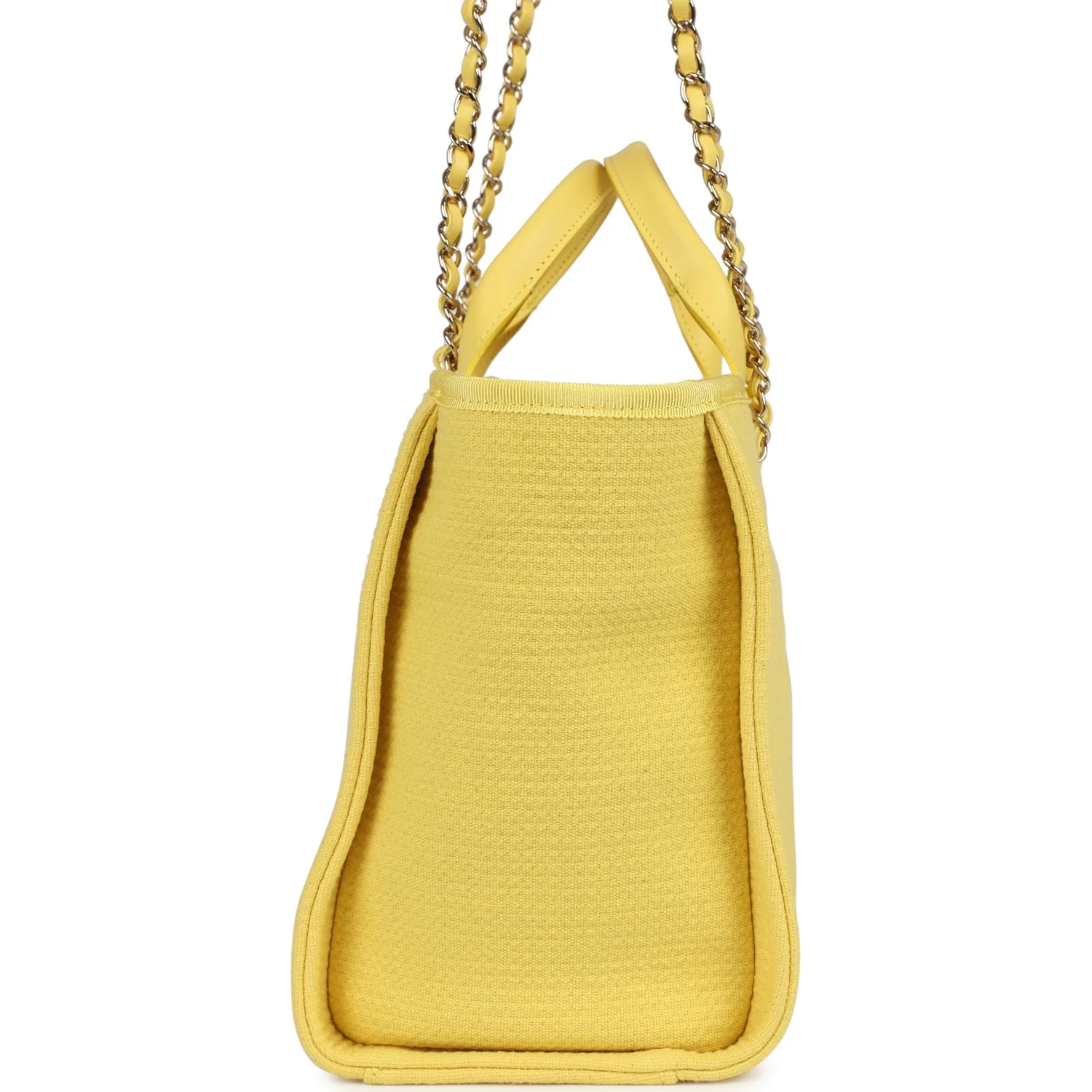 Chanel Small Deauville Shopping Tote Yellow Canvas Light Gold Hardware