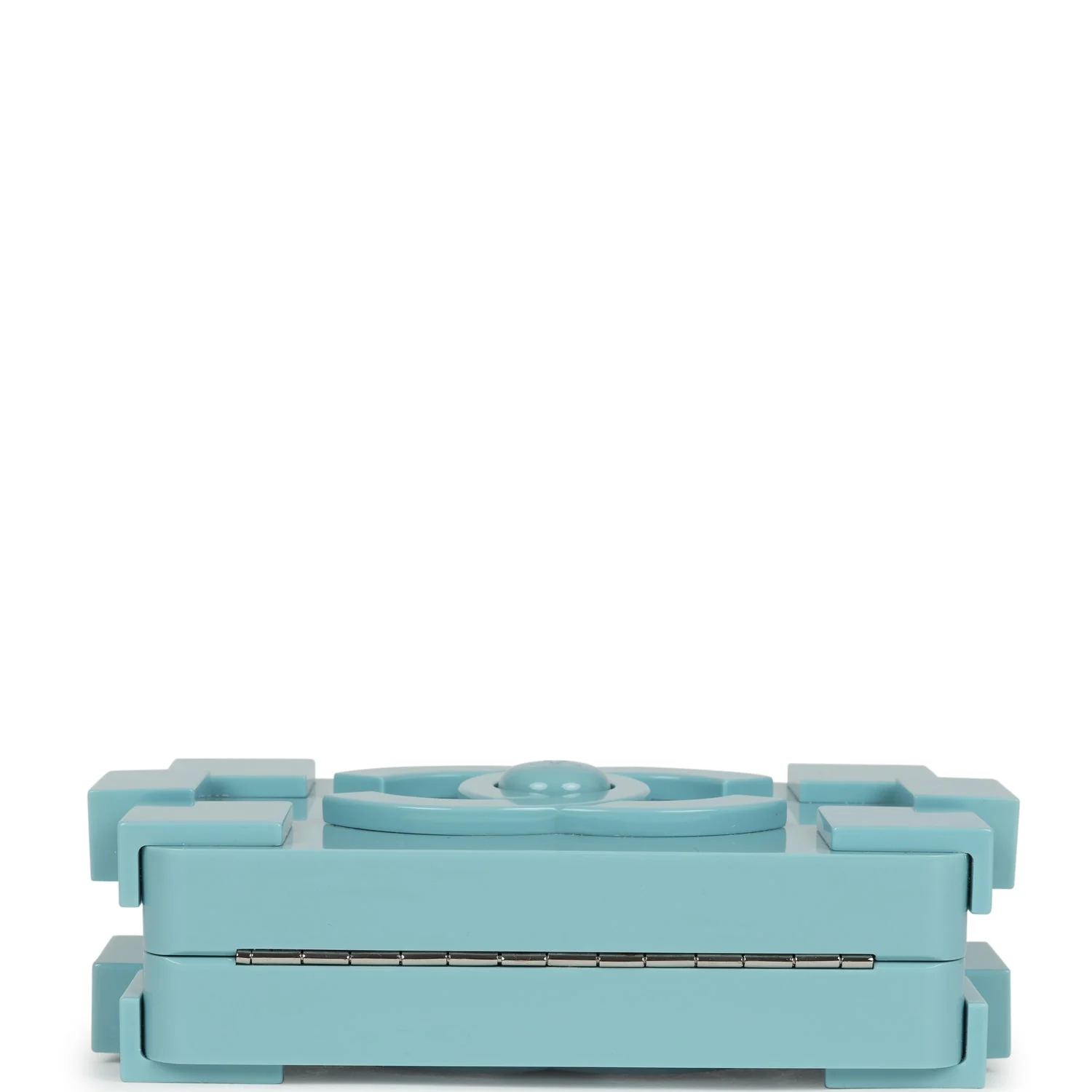 Pre-owned Chanel Supermarket Boy Brick Lego Minaudiere Clutch Light Blue Plexiglass Silver Hardware