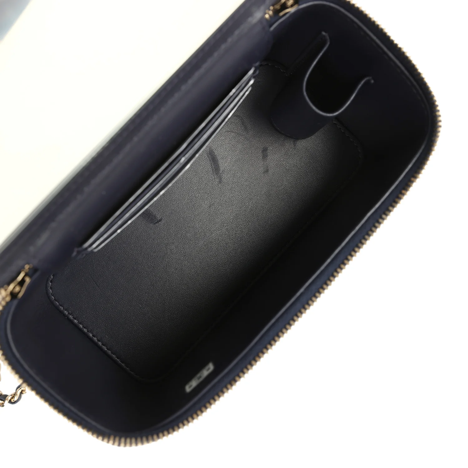 Chanel Small Crystal Pearl Crush Vanity Case Gris Fonce Velvet Light Gold Hardware