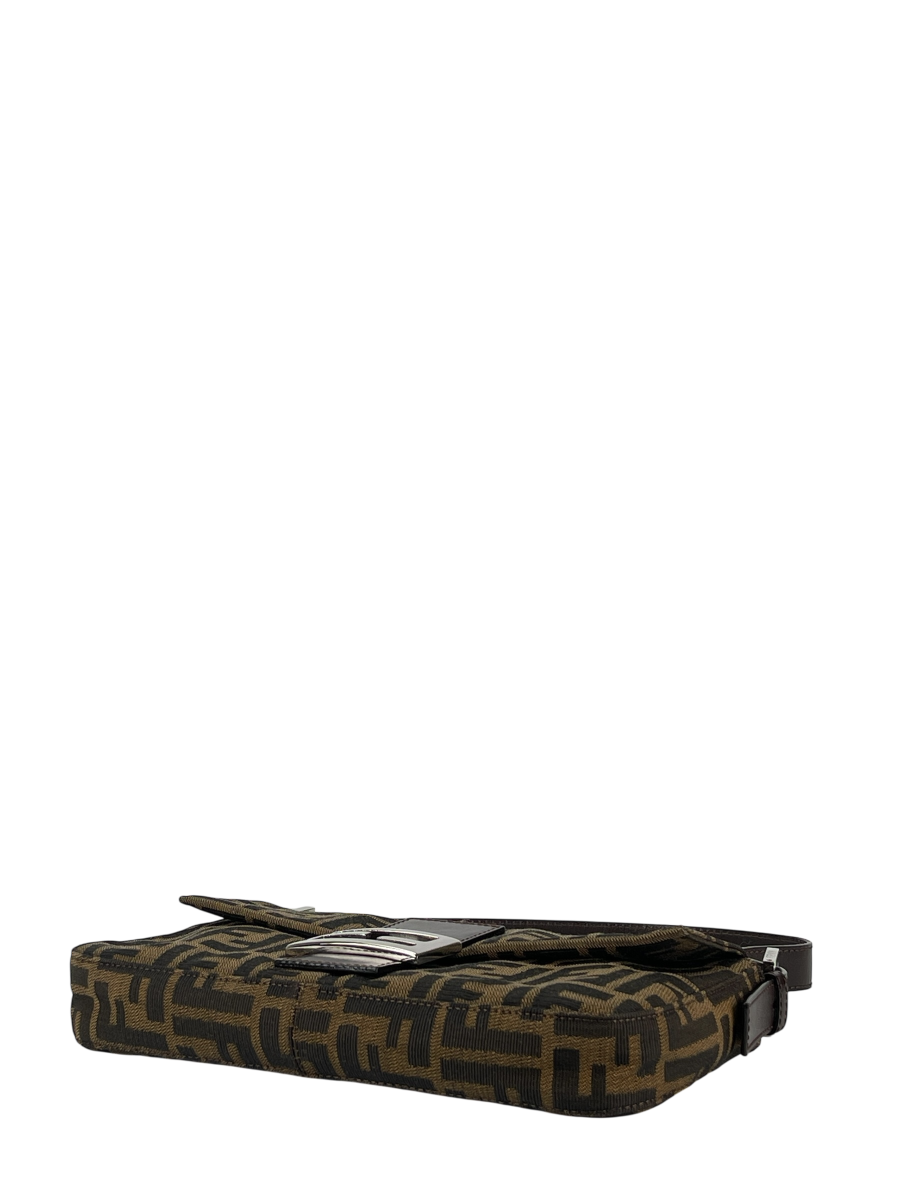 FENDI - Brown Zucca Baguette Handbag Silver Hardware