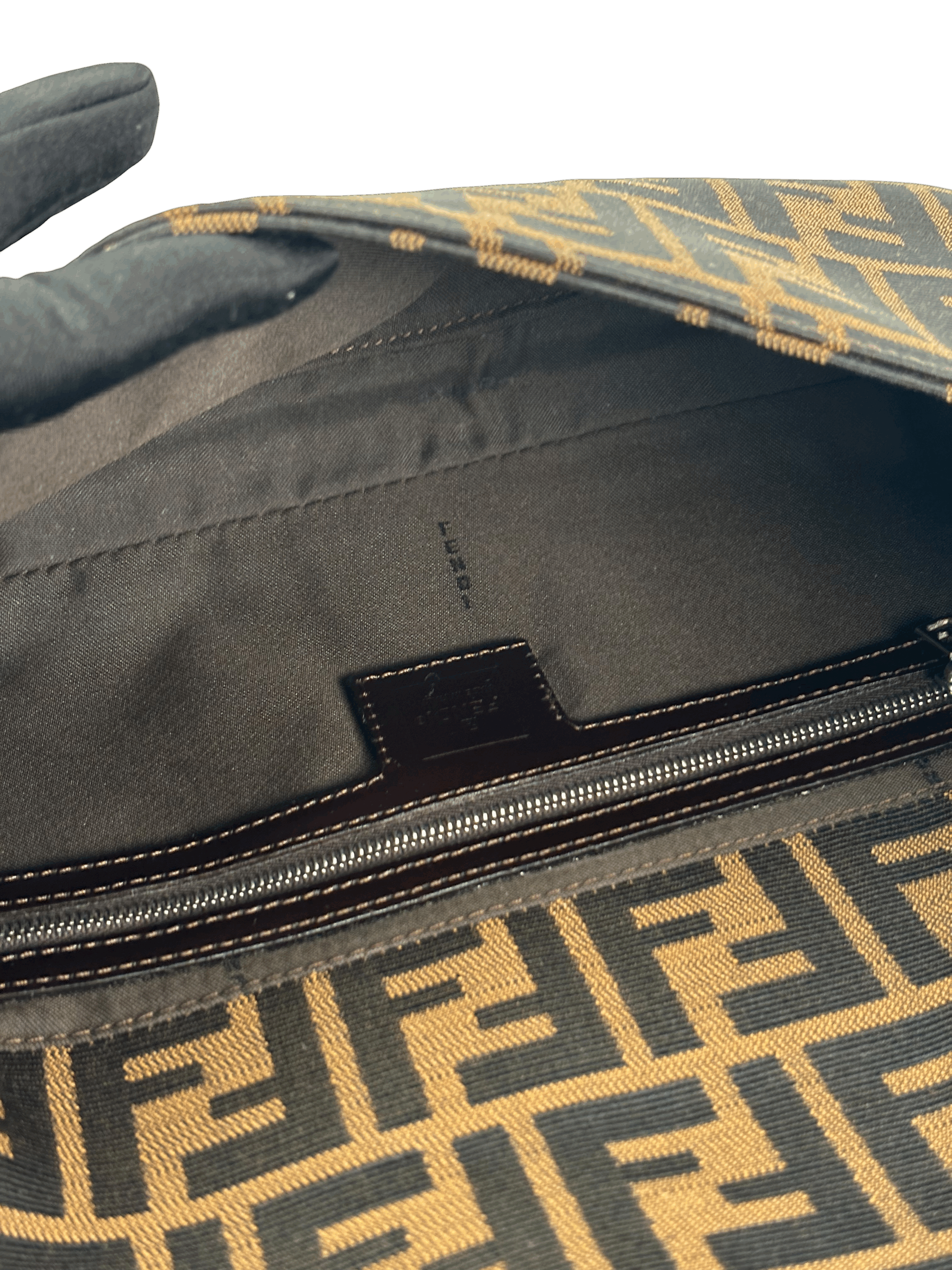 FENDI - Brown Canvas Baguette Handbag Silver Hardware