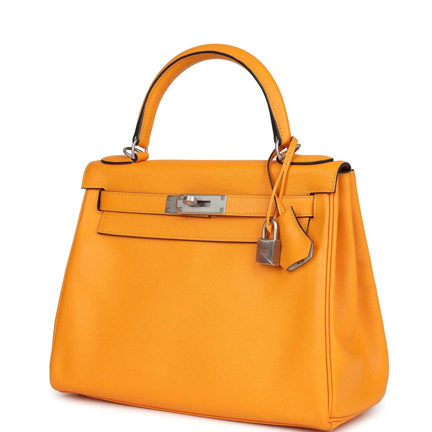 Hermes Special Order (HSS) Kelly Retourne 28 Jaune D'Or Swift Brushed Palladium Hardware