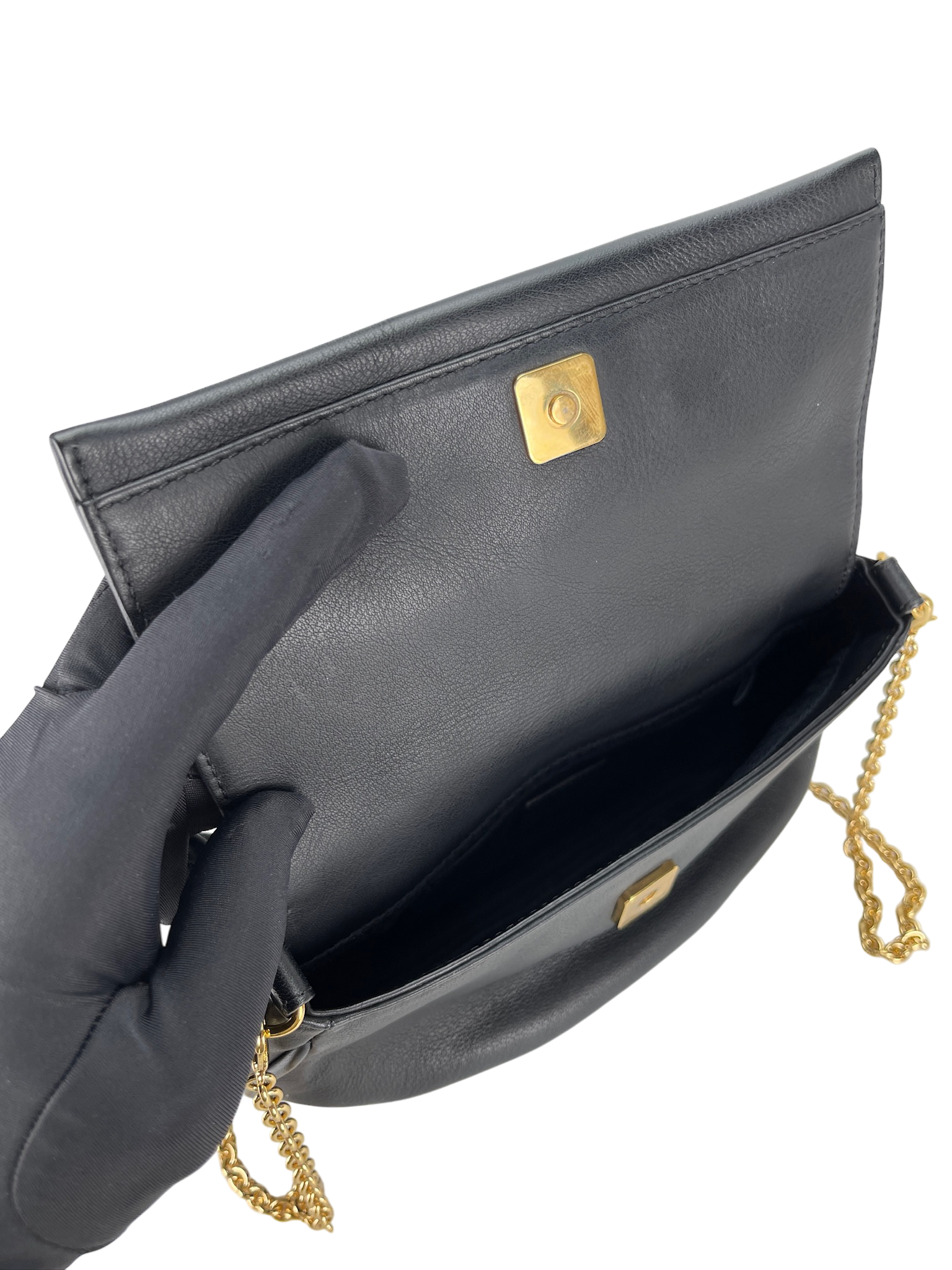 FENDI - Black Leather Chain Shoudler Messager