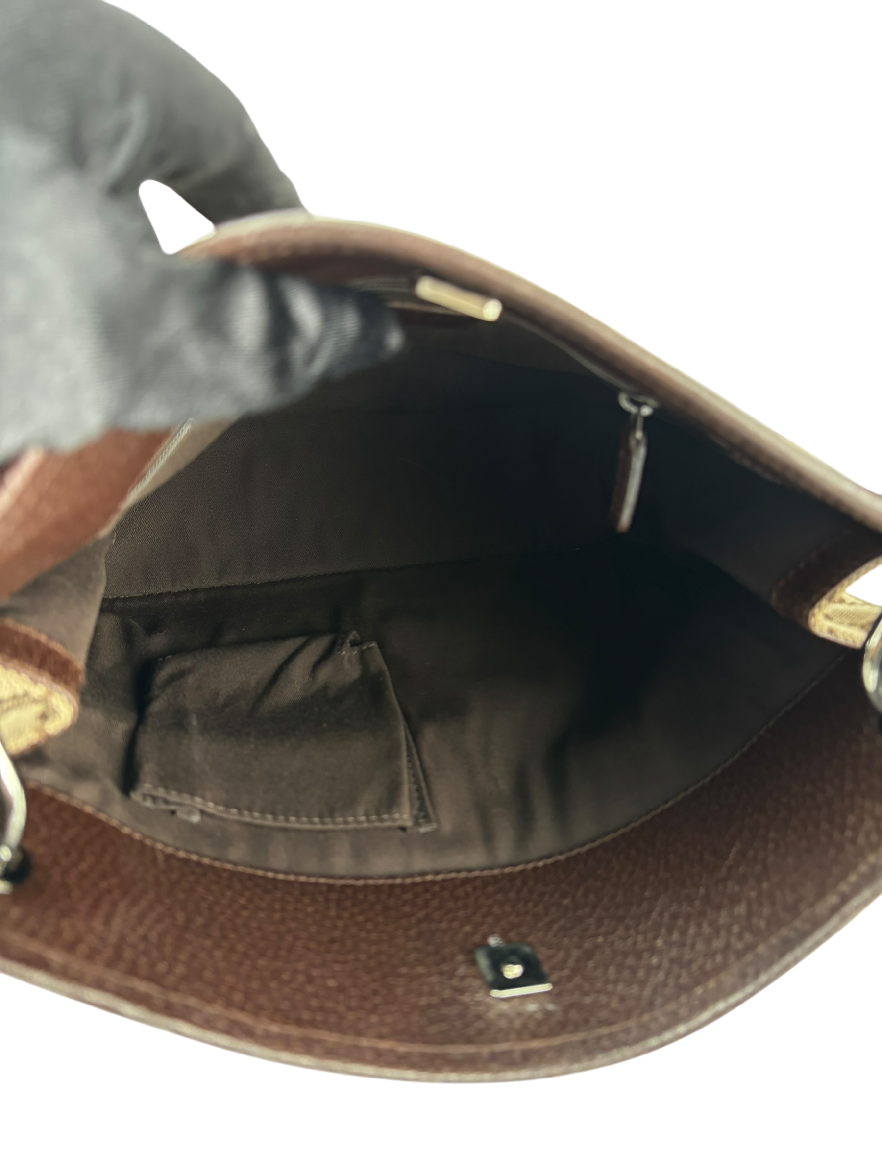 GUCCI - GG Canvas Brown Message Shoulder Bag