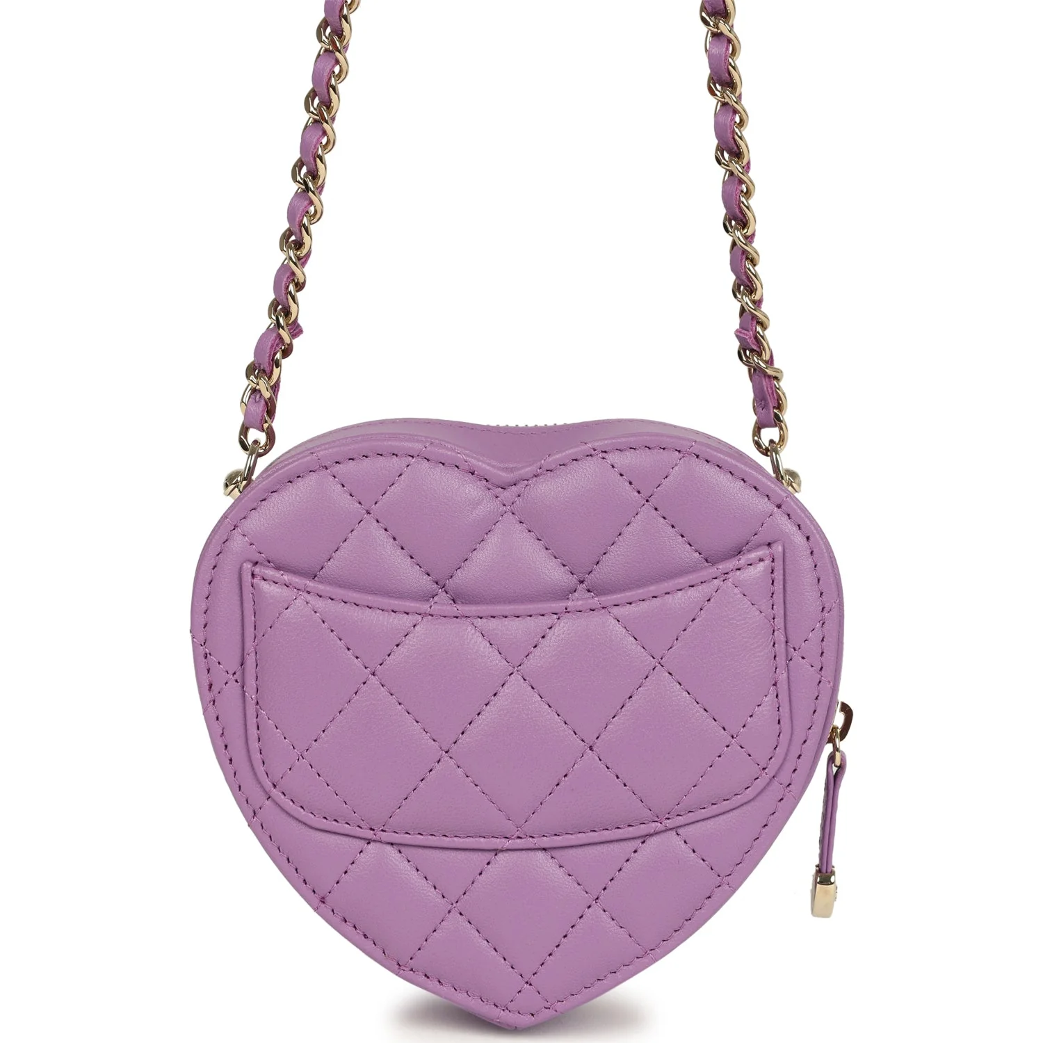 Chanel CC In Love Small Heart Bag with Chain Purple Lambskin Light Gold Hardware