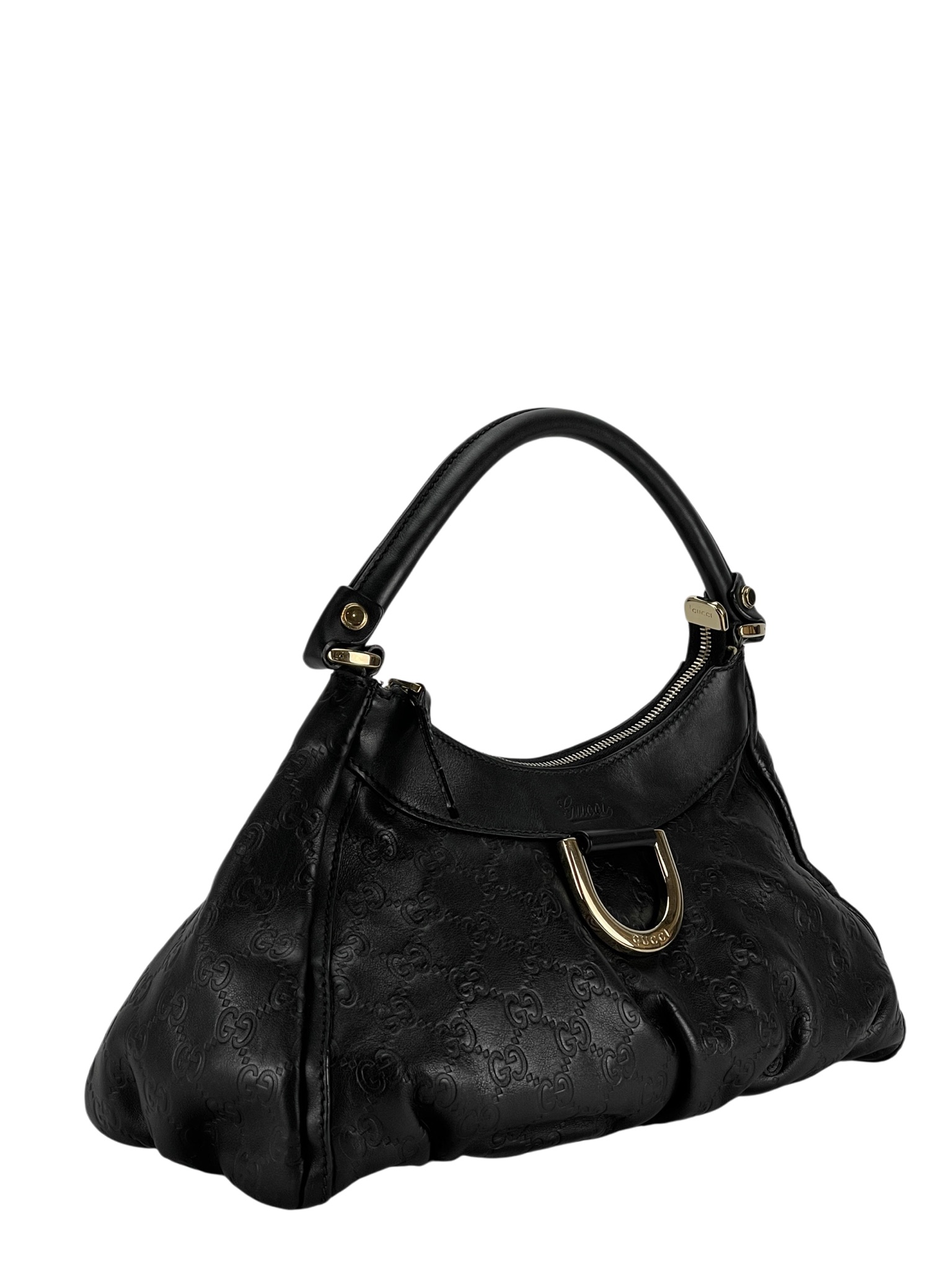 GUCCI - Black GG Shima Abbey Hobo Bag