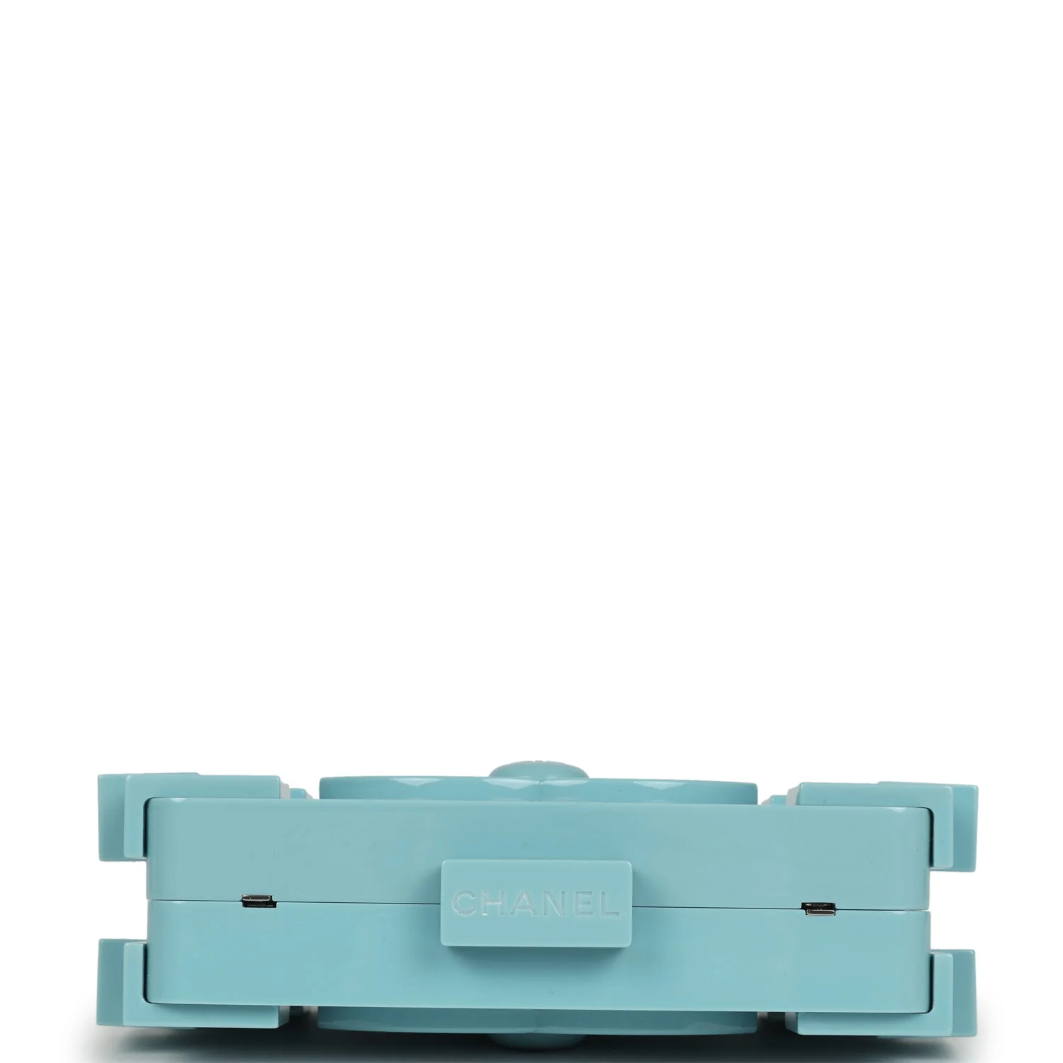 Pre-owned Chanel Supermarket Boy Brick Lego Minaudiere Clutch Light Blue Plexiglass Silver Hardware