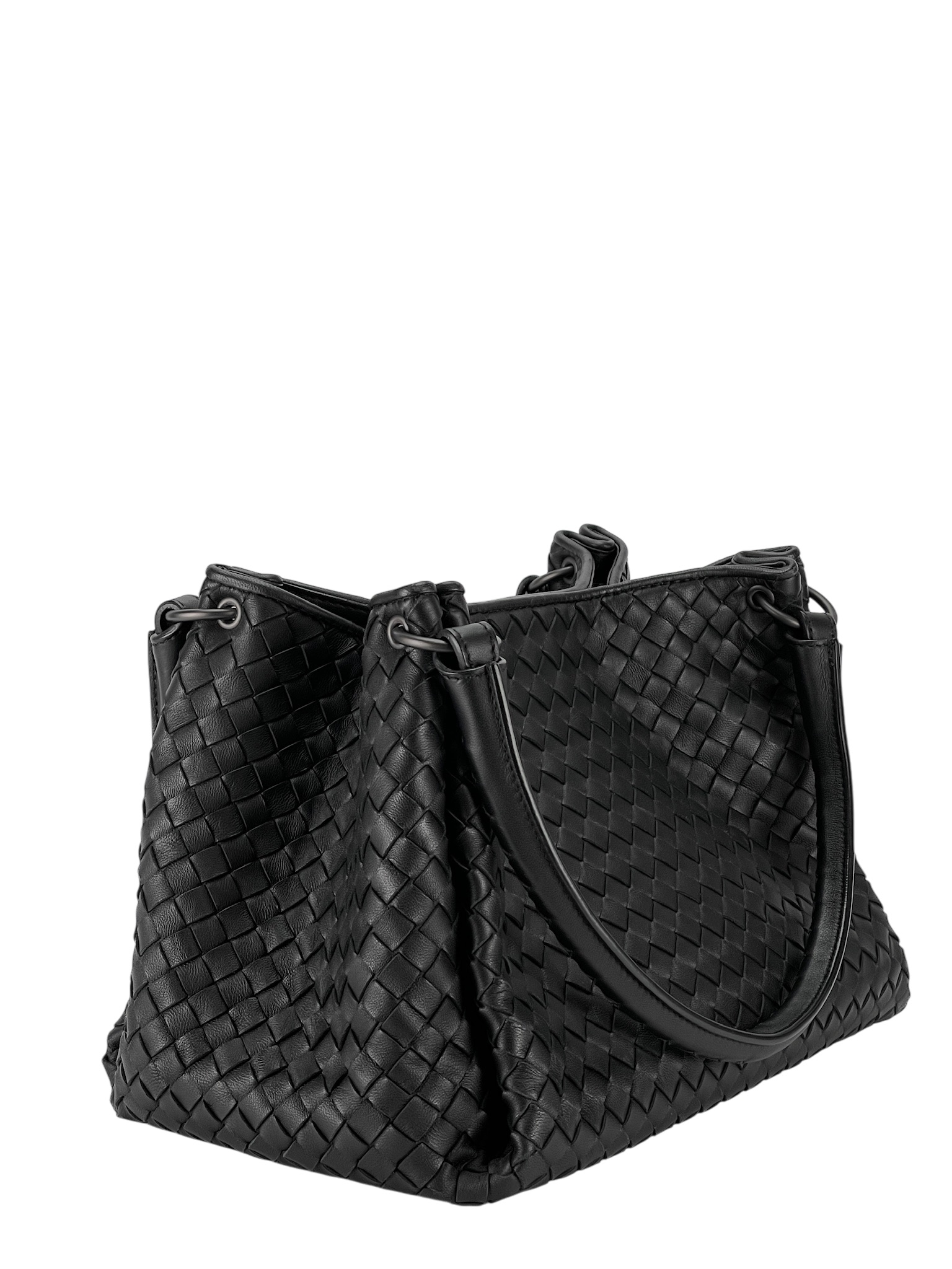BOTTEGA VENETA - Intrecciato Nero Tote Bag Black Calfskin