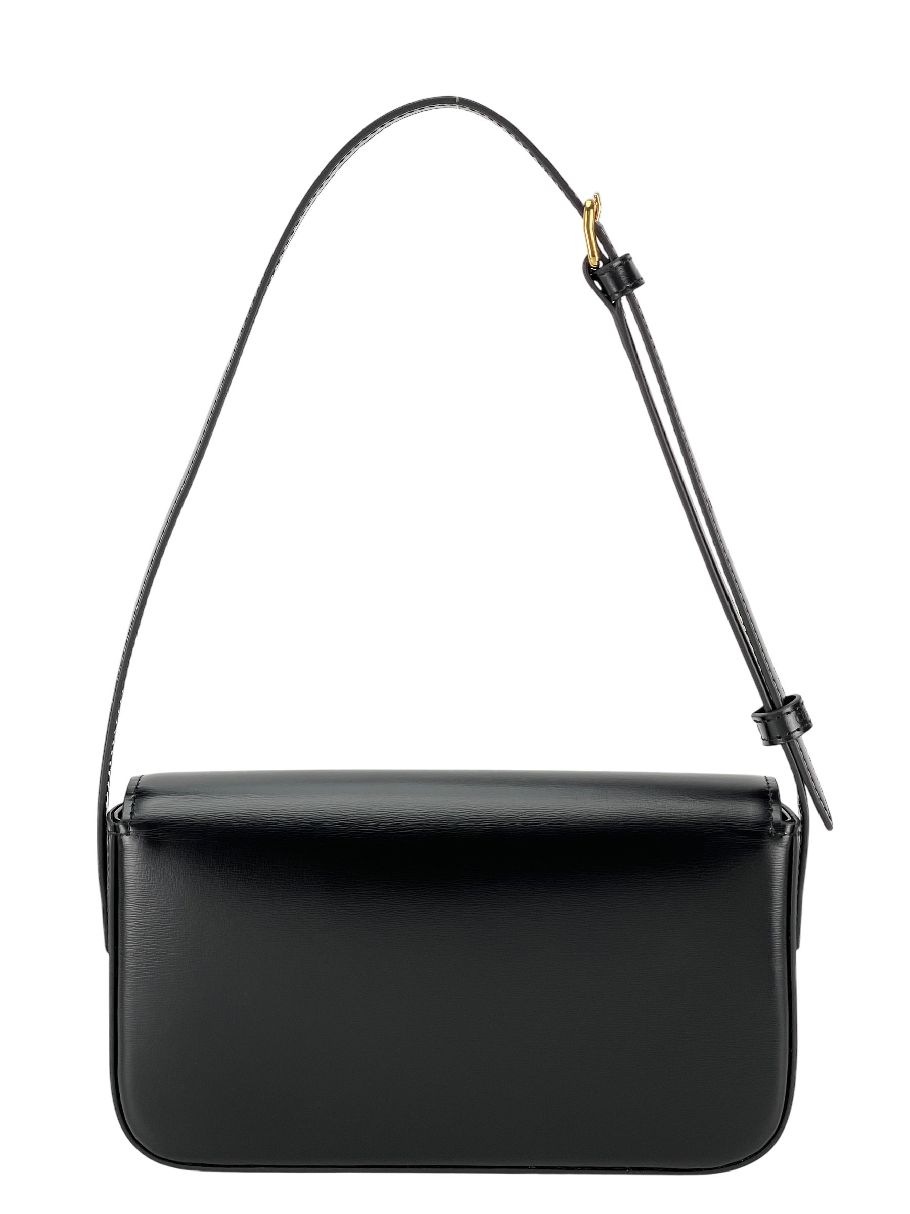 CELINE - Black Triomphe Leather Shoulder Bag