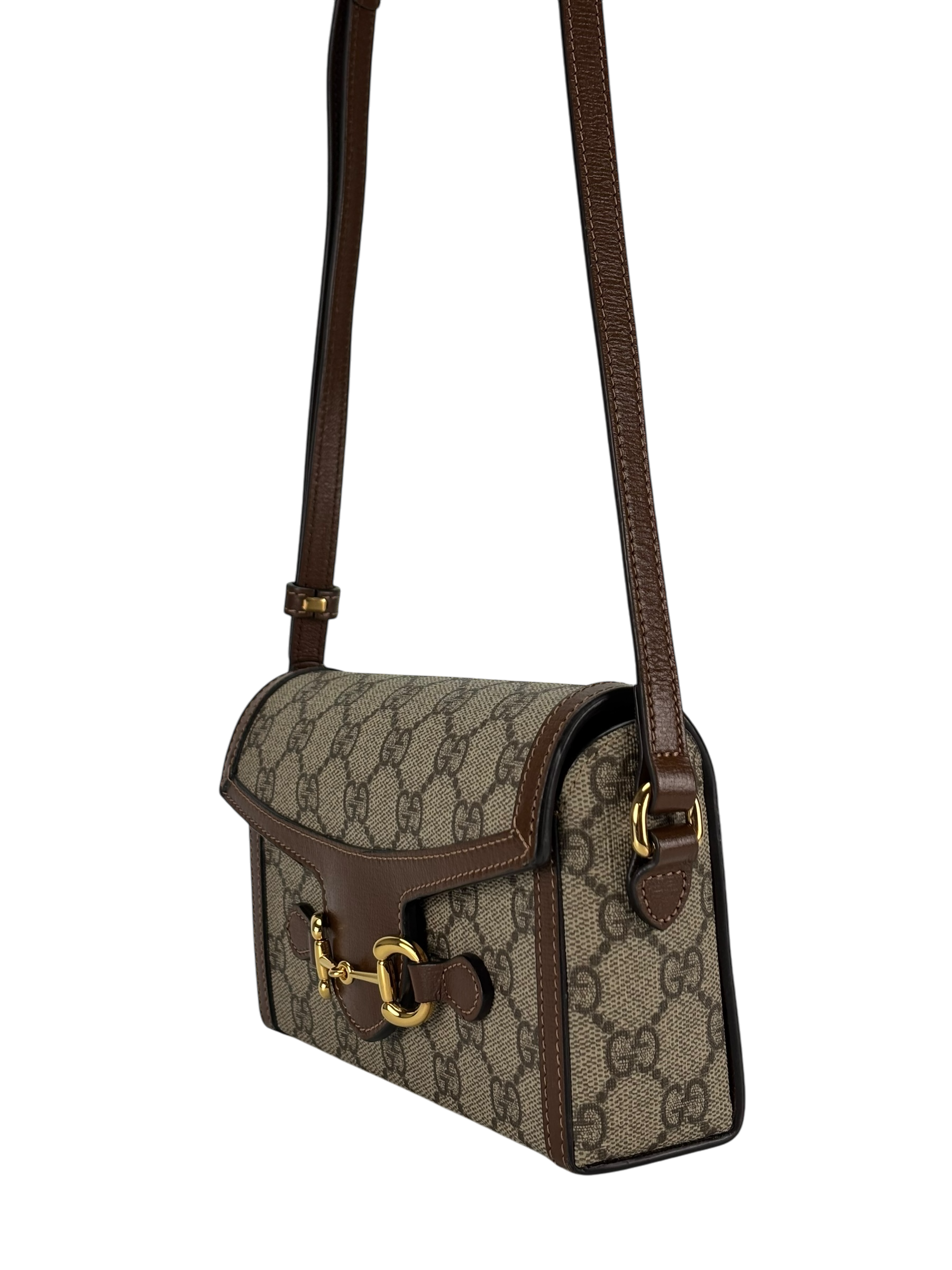 GUCCI - GG Supreme Fabric Leather Horsebit 1955 Bag