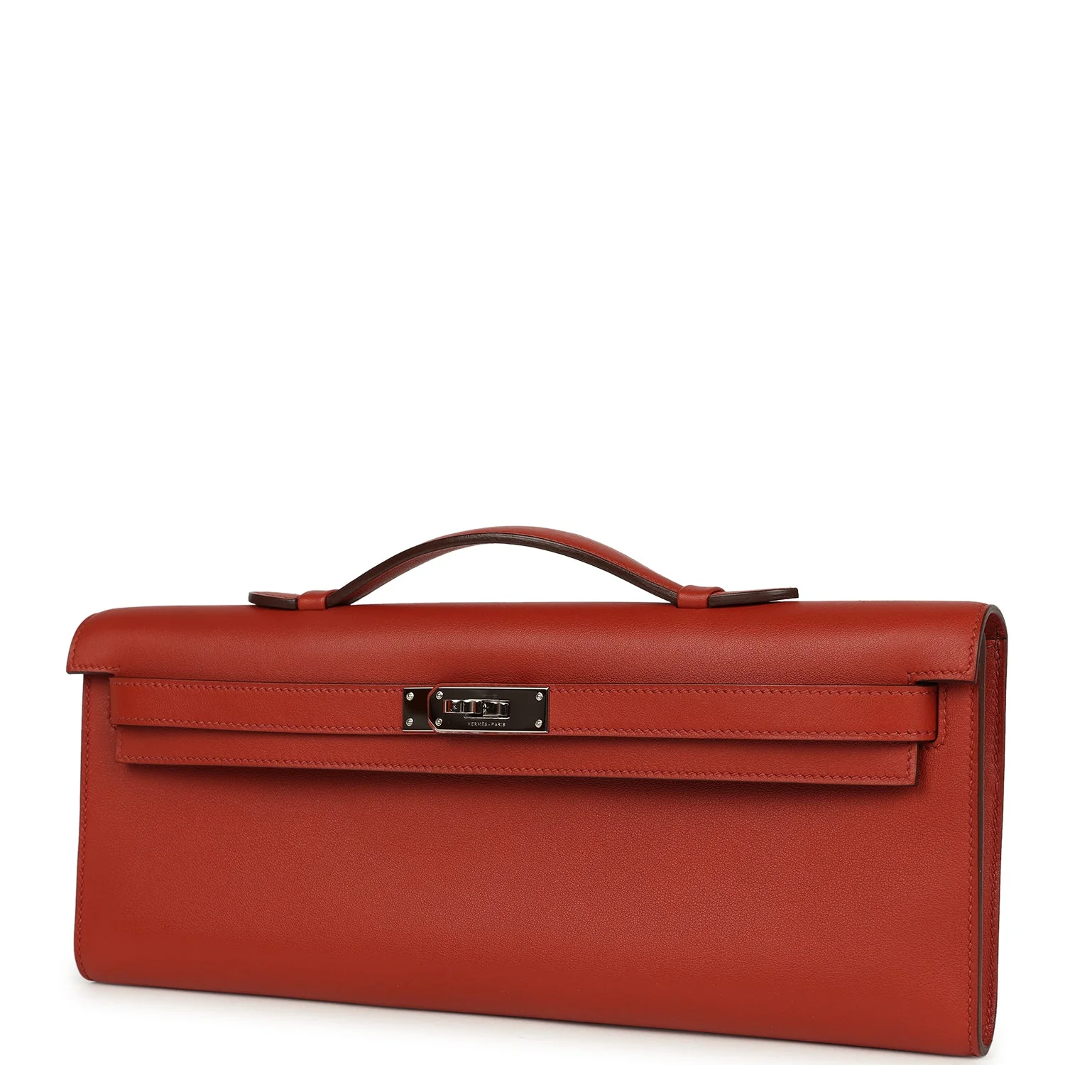 Pre-owned Hermes Kelly Cut Brique Swift Palladium Hardware