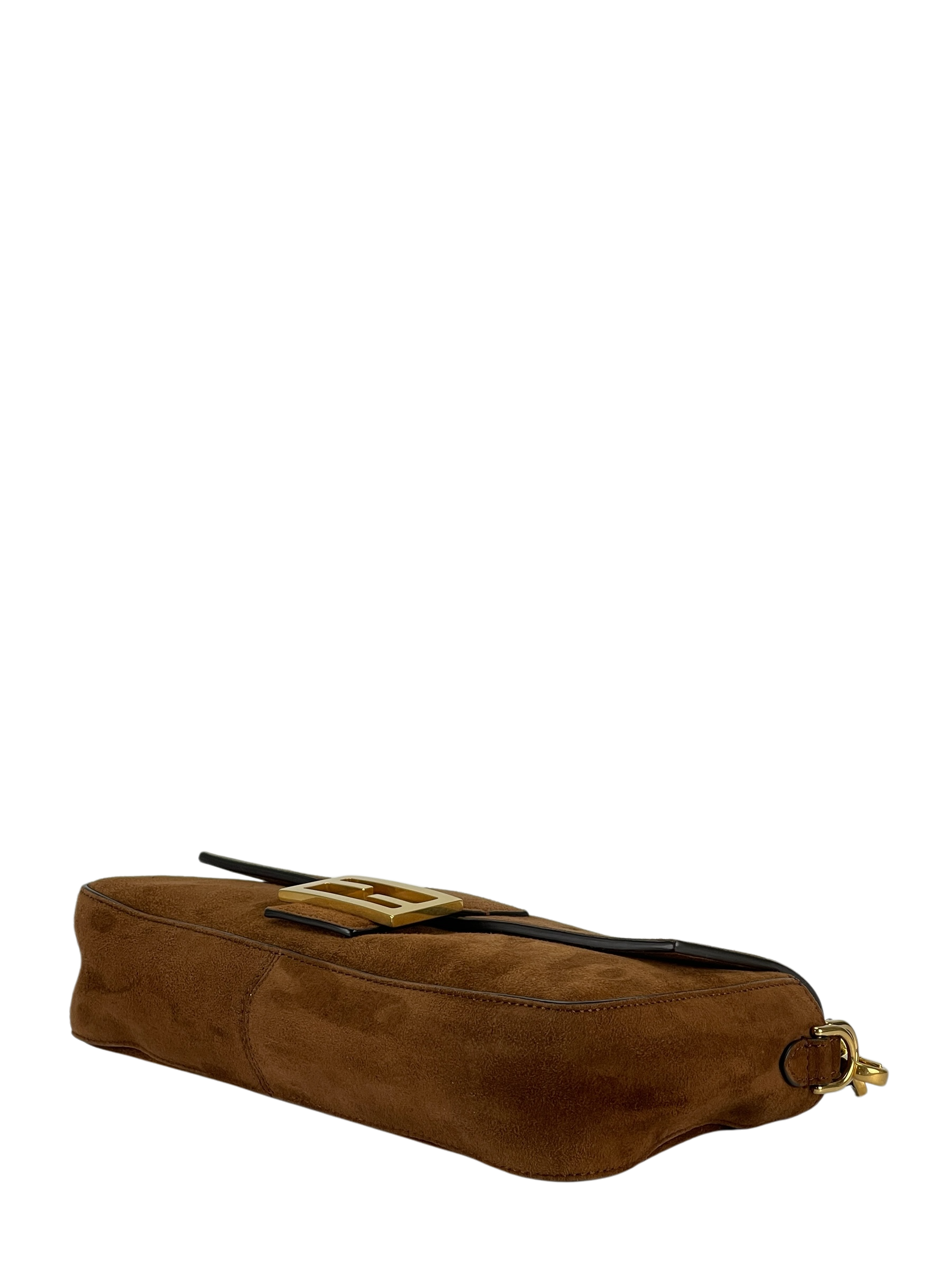 FENDI - Brown Suede Baguette Bag