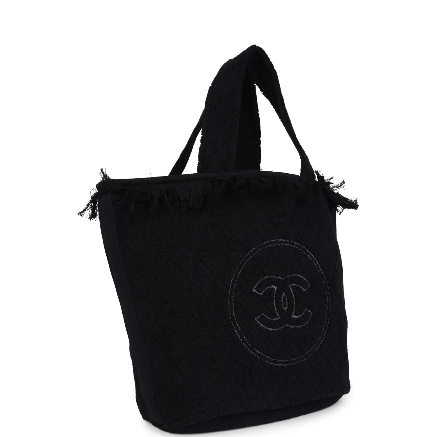 Chanel Coco Beach Tote Bag & Towel Set Black Terry Cloth