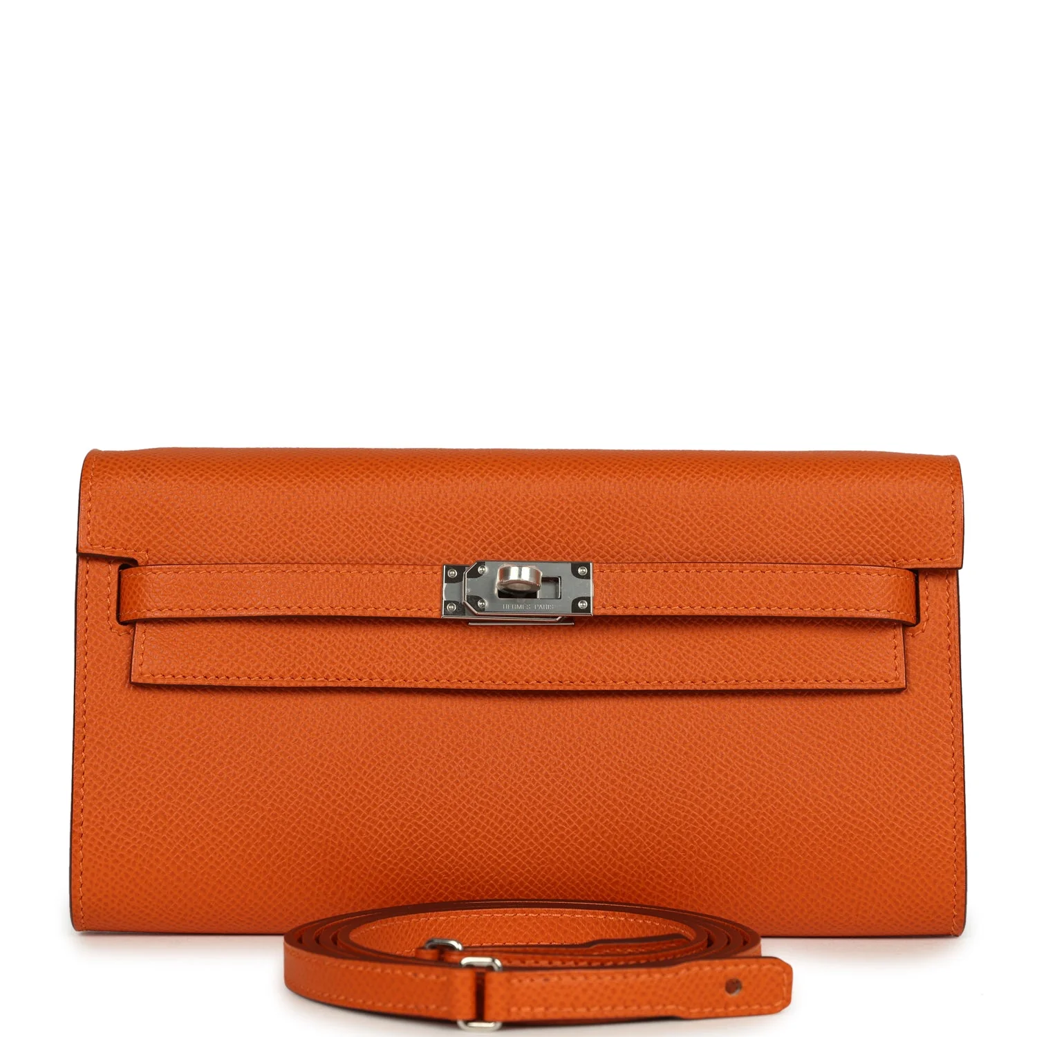 Hermes Kelly Wallet To Go Orange Epsom Palladium Hardware