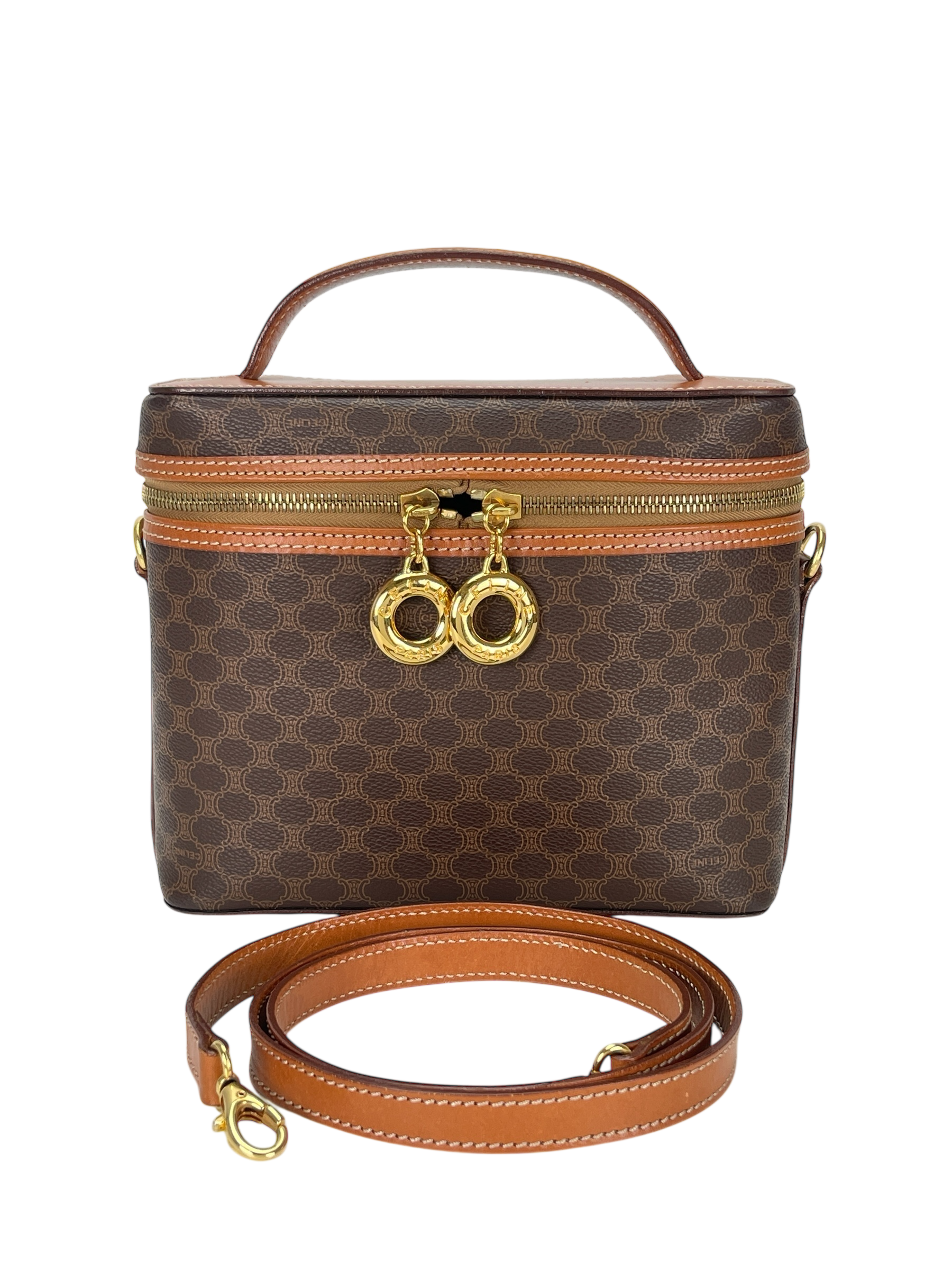 CELINE - Brown PVC Macadam Pattern 2way Handbag