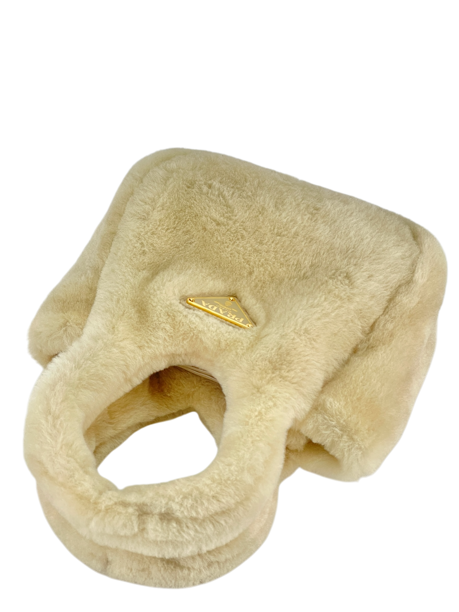 PRADA - White Wool Bucket Bag Handbag