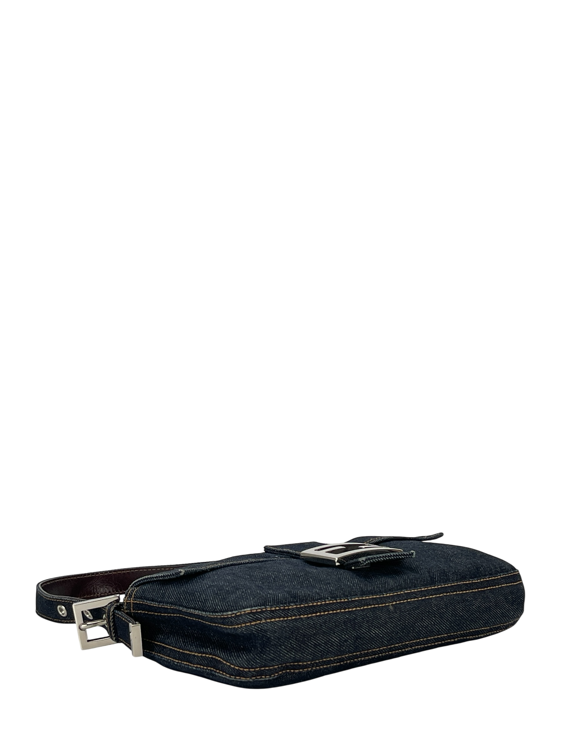 FENDI - Small Mamma Baguette Bag Denim Navy Sliver Hardware