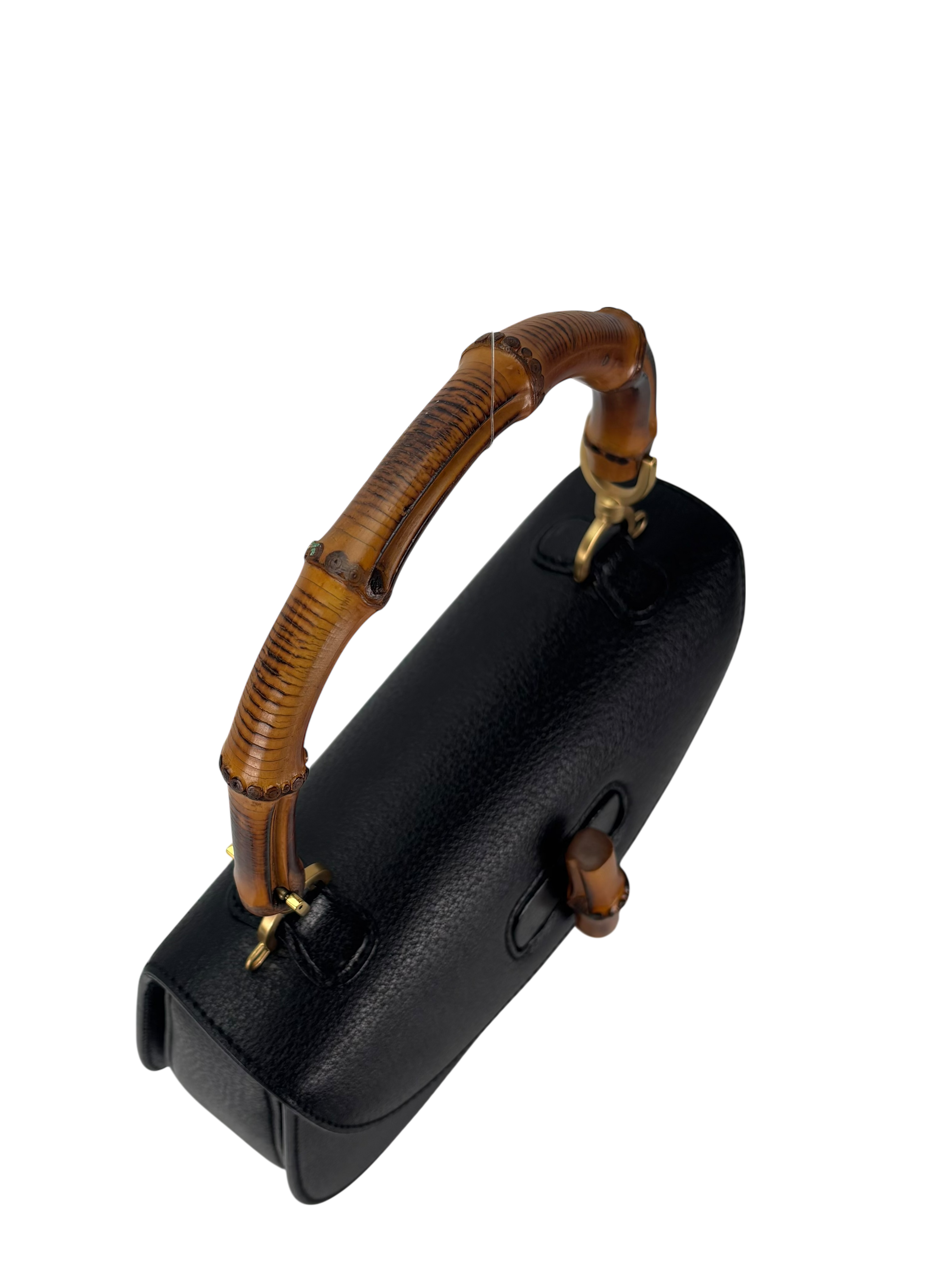 GUCCI - Black Leather 2way Middle Leather Bamboo Handbag