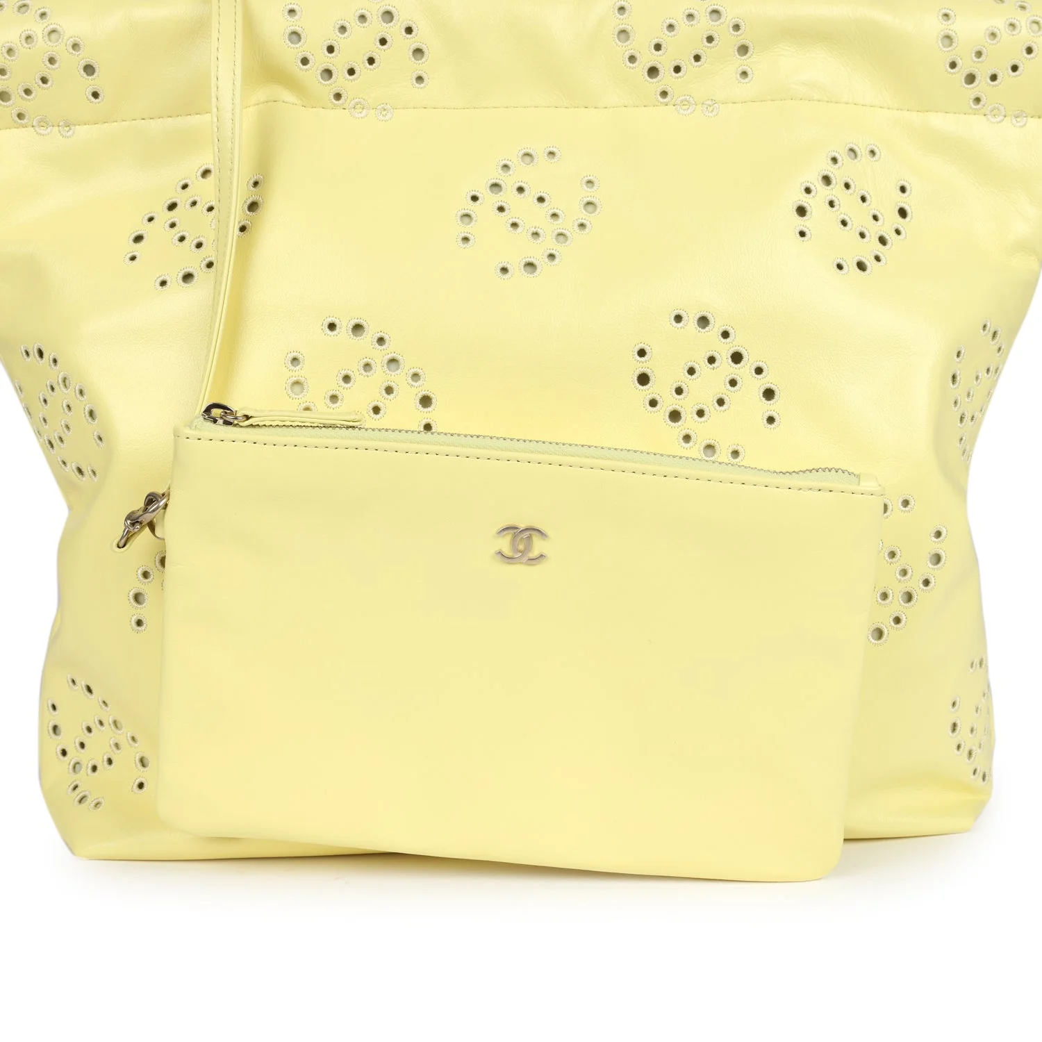 Chanel Small 22 Bag Yellow Shiny Calfskin Brushed Gold Hardware