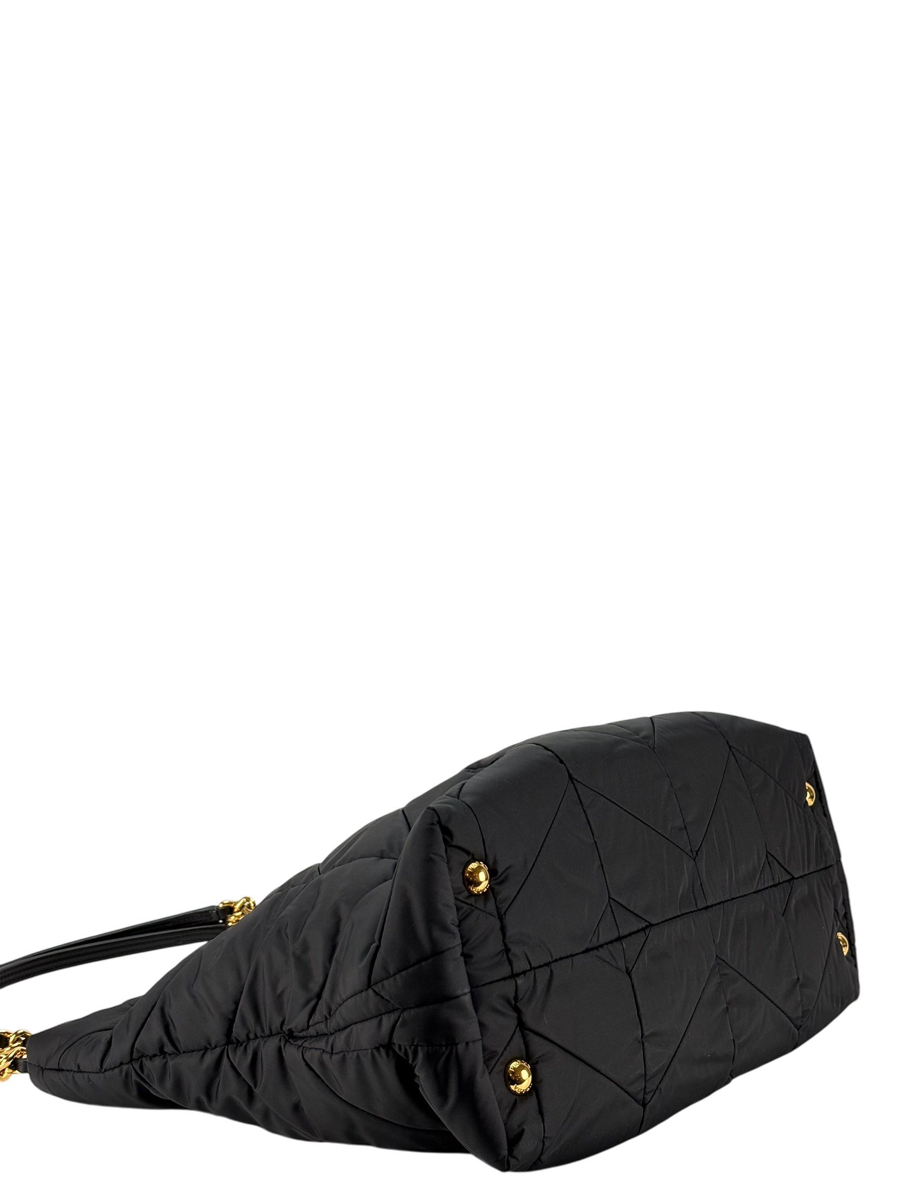 PRADA - Black Nylon Tote Impuntu Tessuto Shoulder Bag