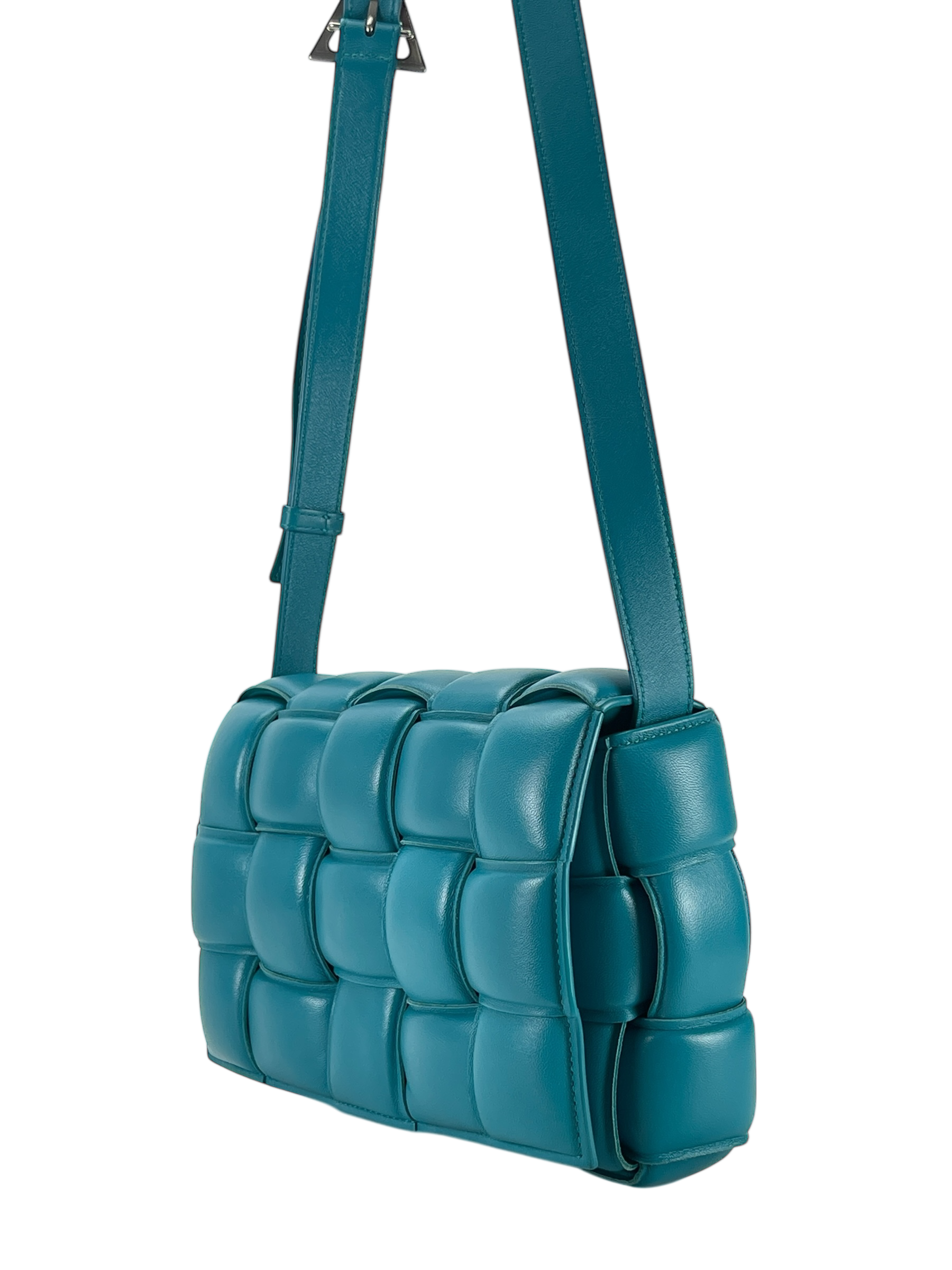 BOTTEGA VENETA - Peacock Blue Lambskin Cassette Shoulder Bag