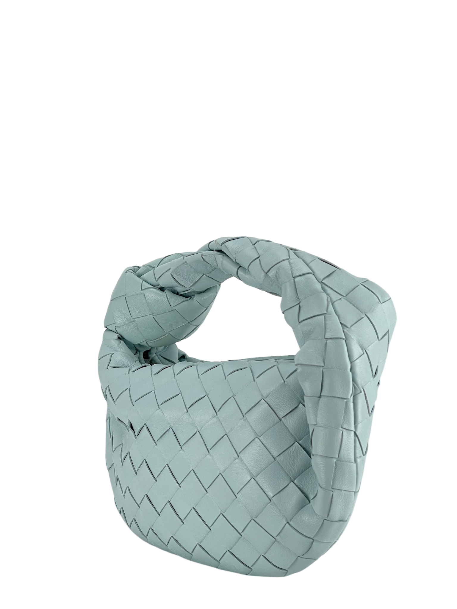 BOTTEGA VENETA - Light Green Lambskin Nappa Intrecciato Mini Jodie Teal Washed