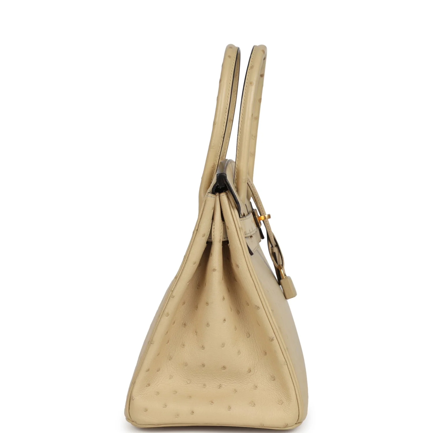 Pre-owned Hermes Birkin 30 Parchemin Ostrich Gold Hardware