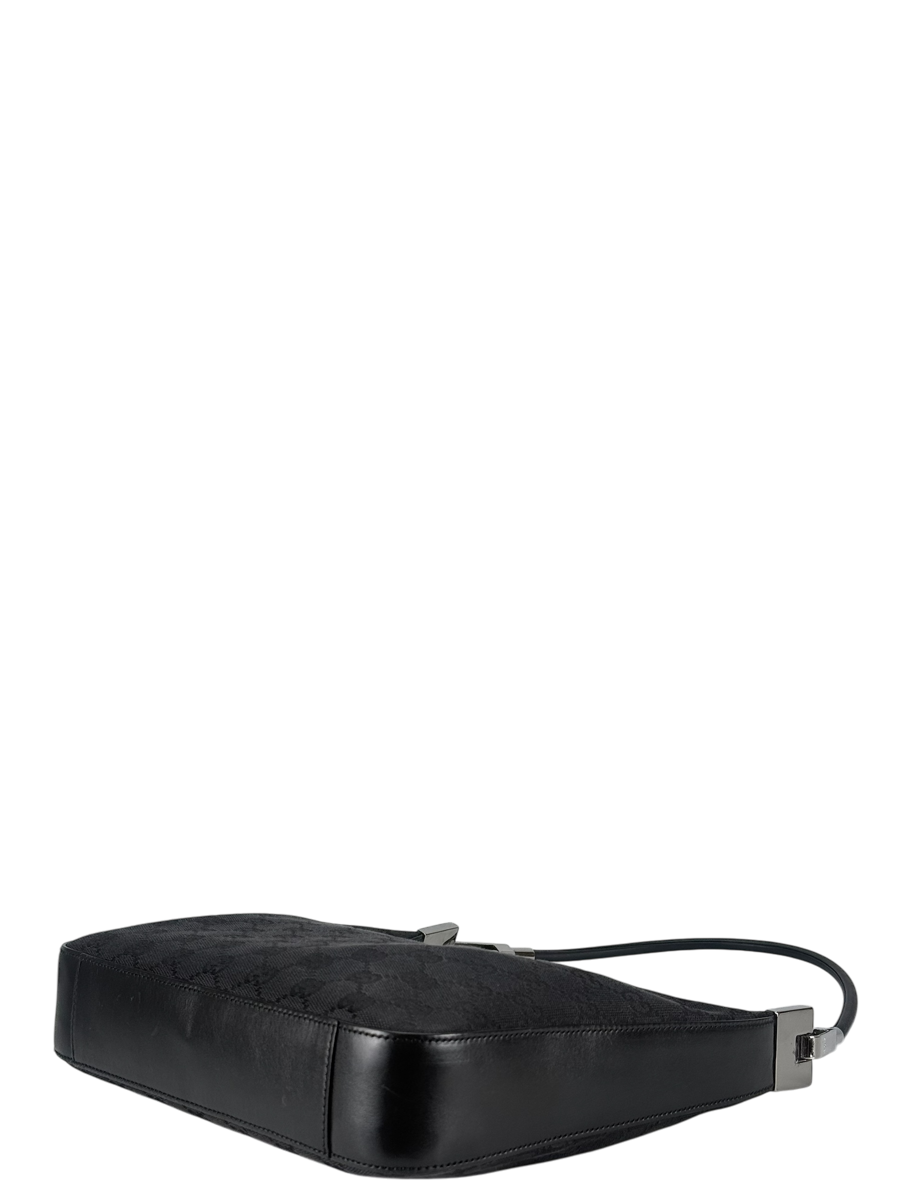 GUCCI - GG Black Canvas Shoulder Hobo Cloth Bag