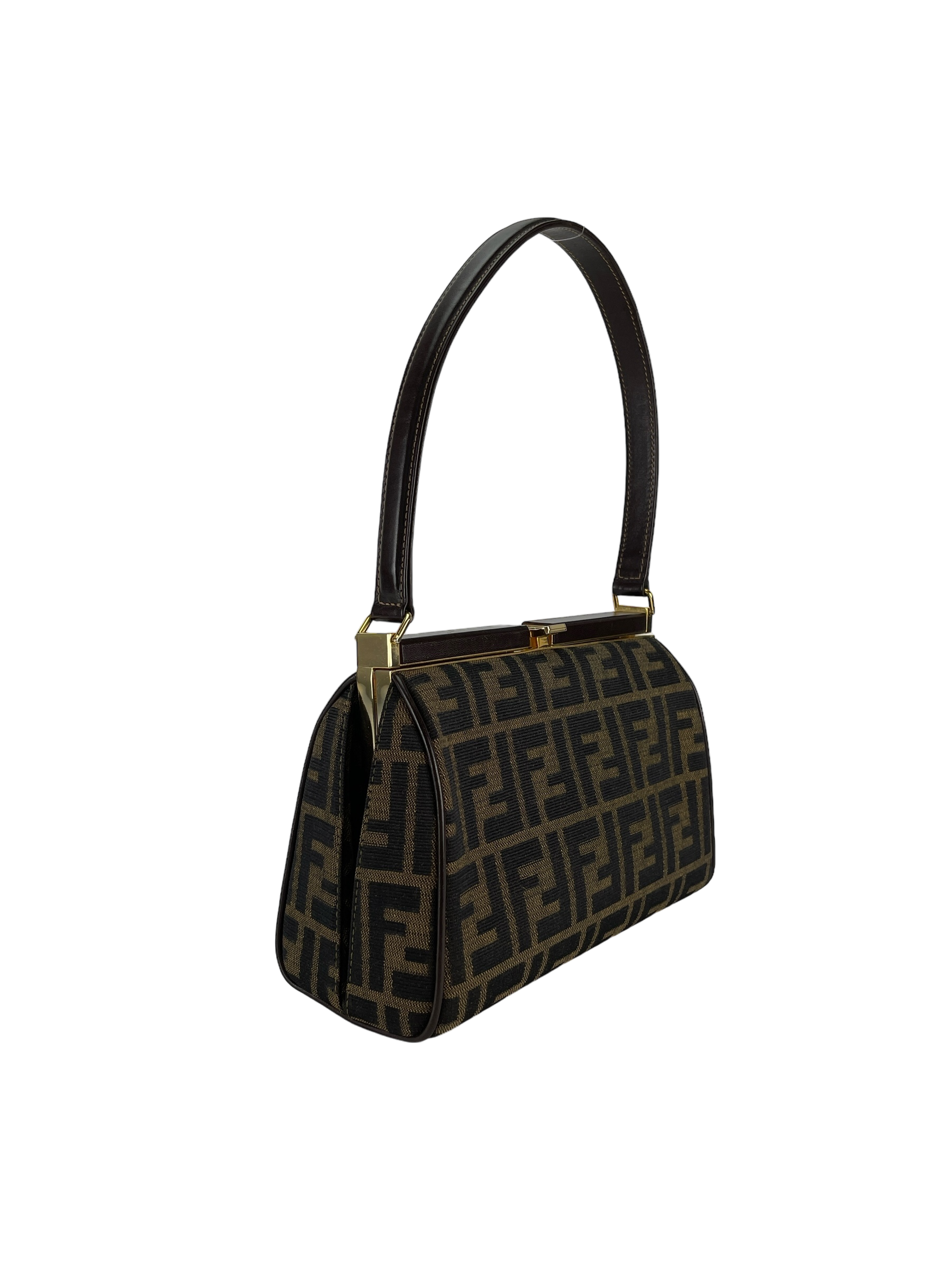 FENDI - Zucca Canvas Top Handle Bag Canvas Handbag