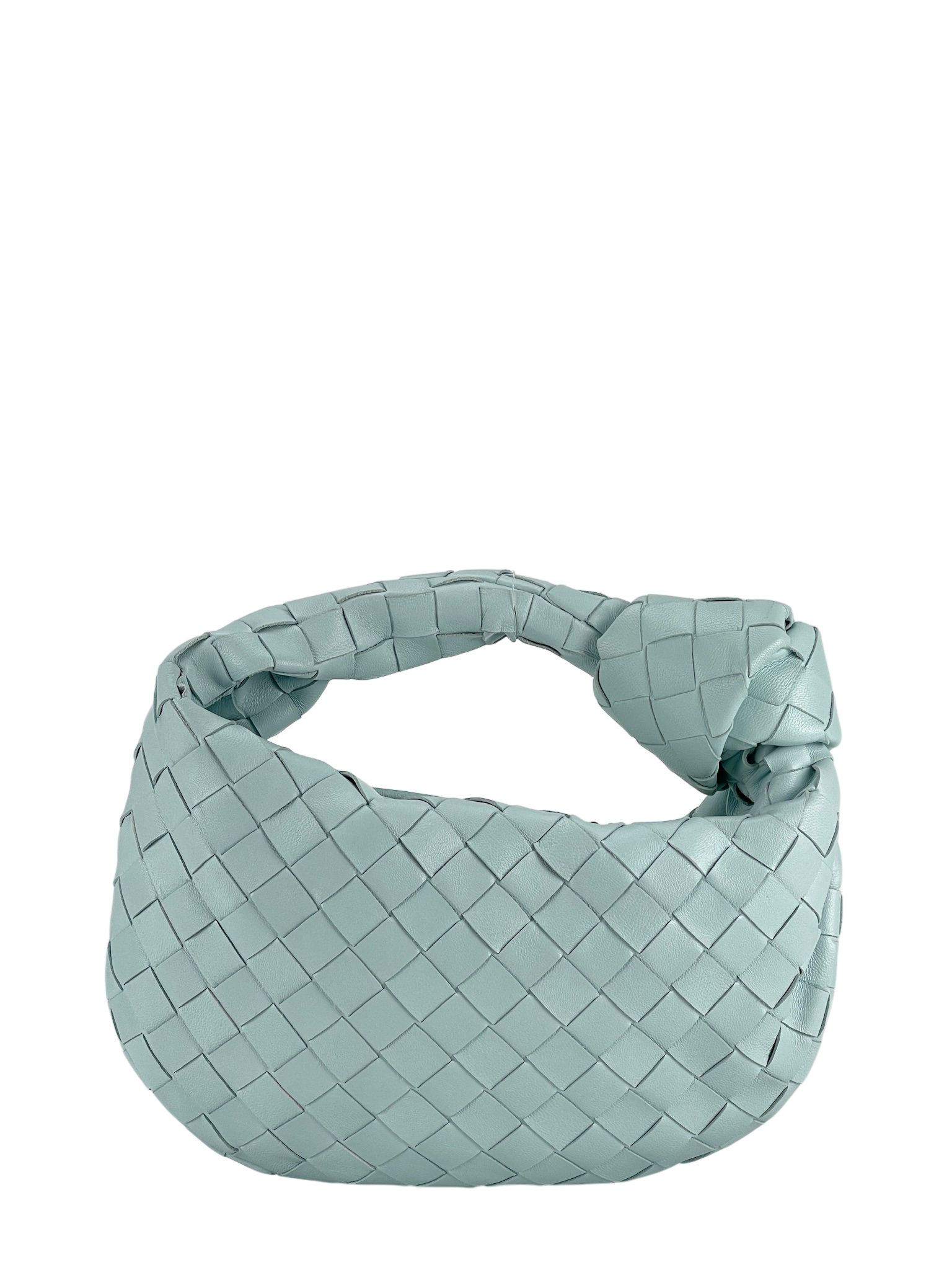 BOTTEGA VENETA - Light Green Lambskin Nappa Intrecciato Mini Jodie Teal Washed