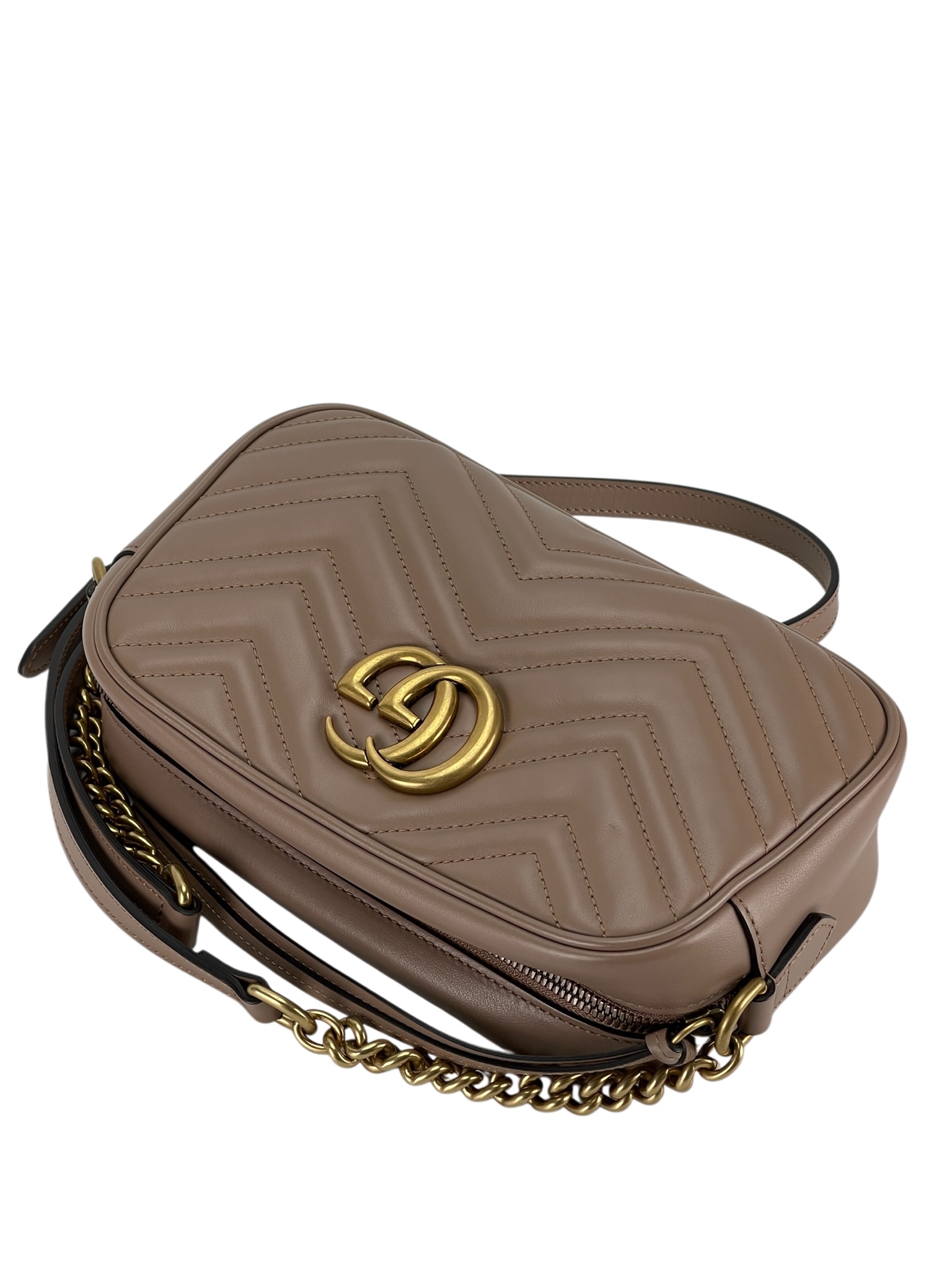 GUCCI - Beige GG Marmont Small Matelasse Camera Bag