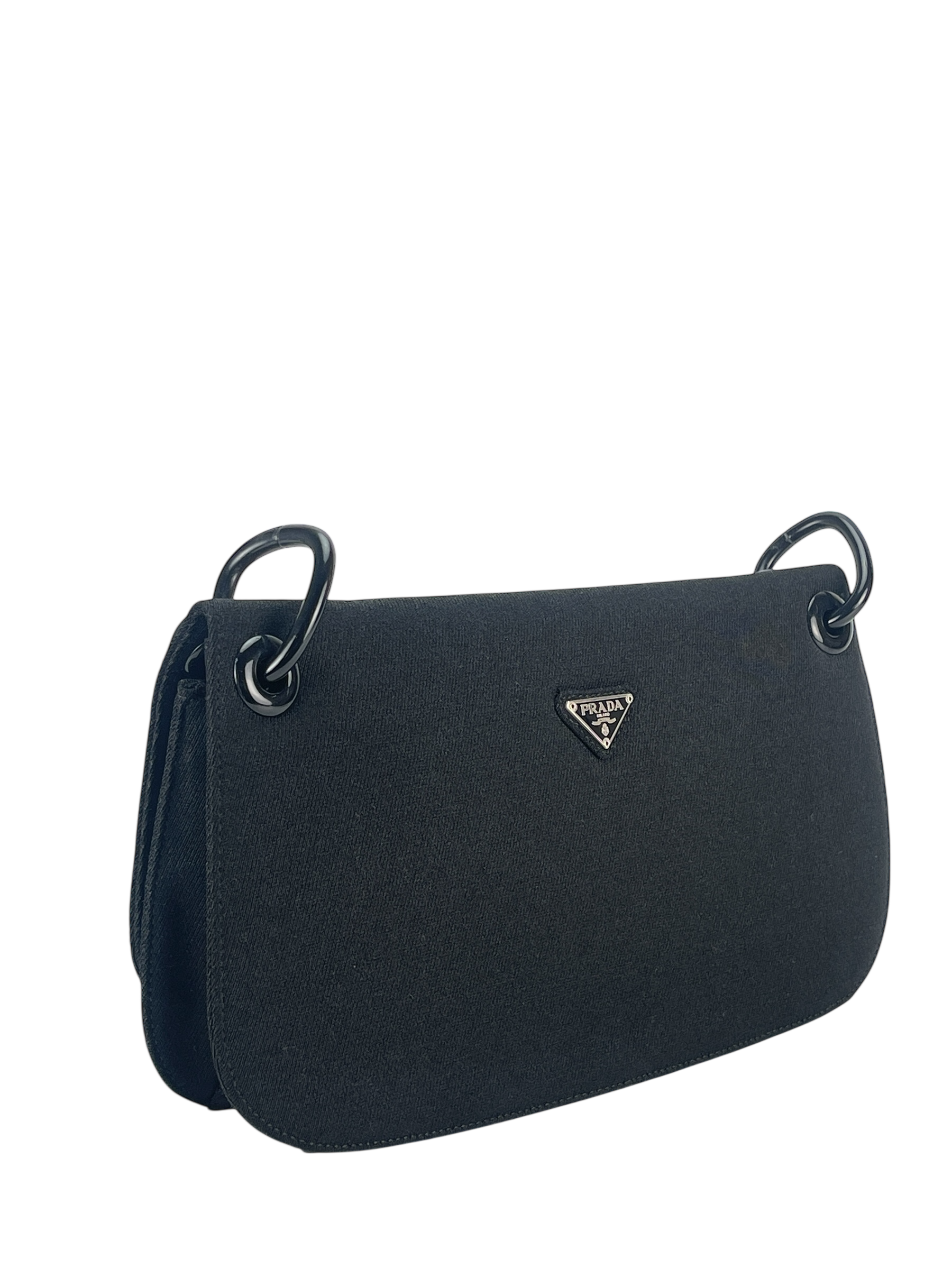 PRADA - Black Nylon Plastic Chain Shoulder Bag