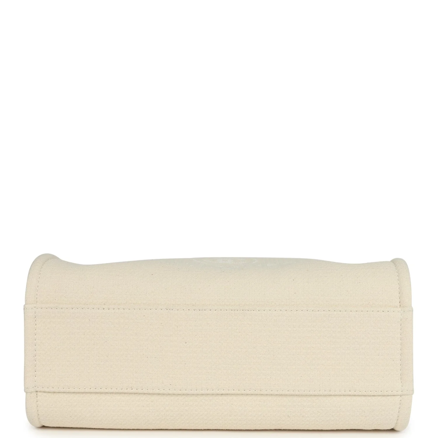 Chanel Small Deauville Shopping Tote Ivory Canvas Light Gold Hardware