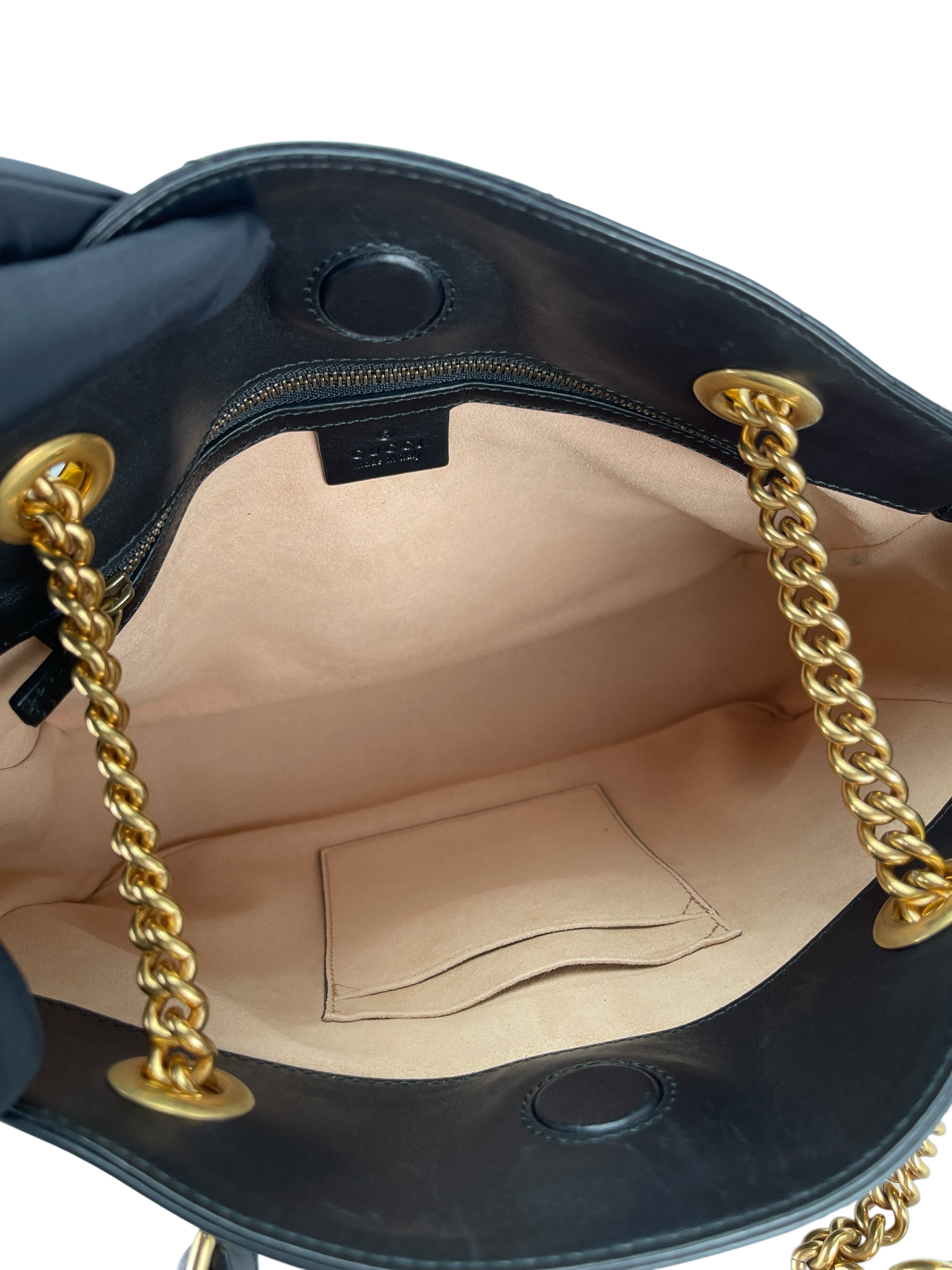 GUCCI - GG Marmont Open Top Shoulder Bag Black Matelassé