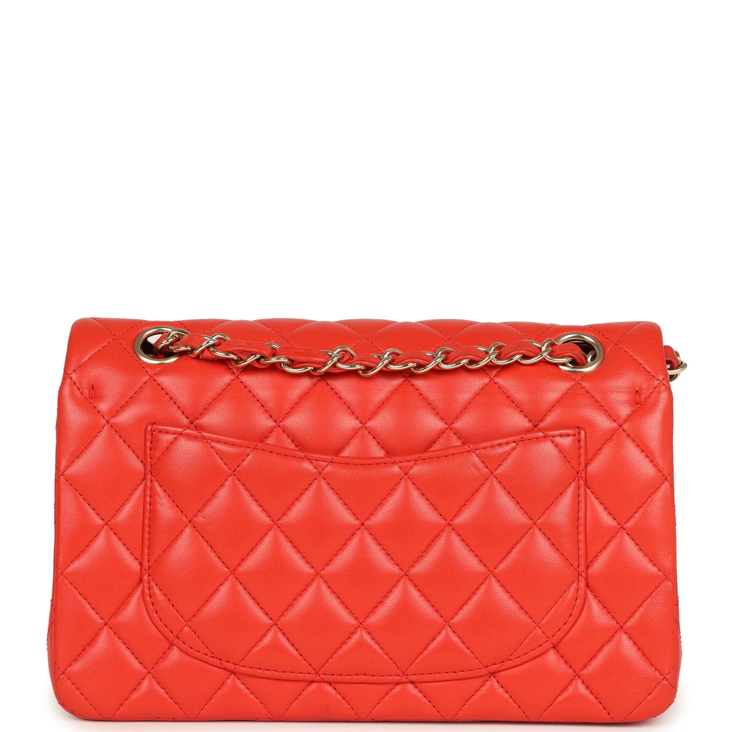 Pre-owned Chanel Small Classic Double Flap Bag Red Lambskin Light Gold Hardware