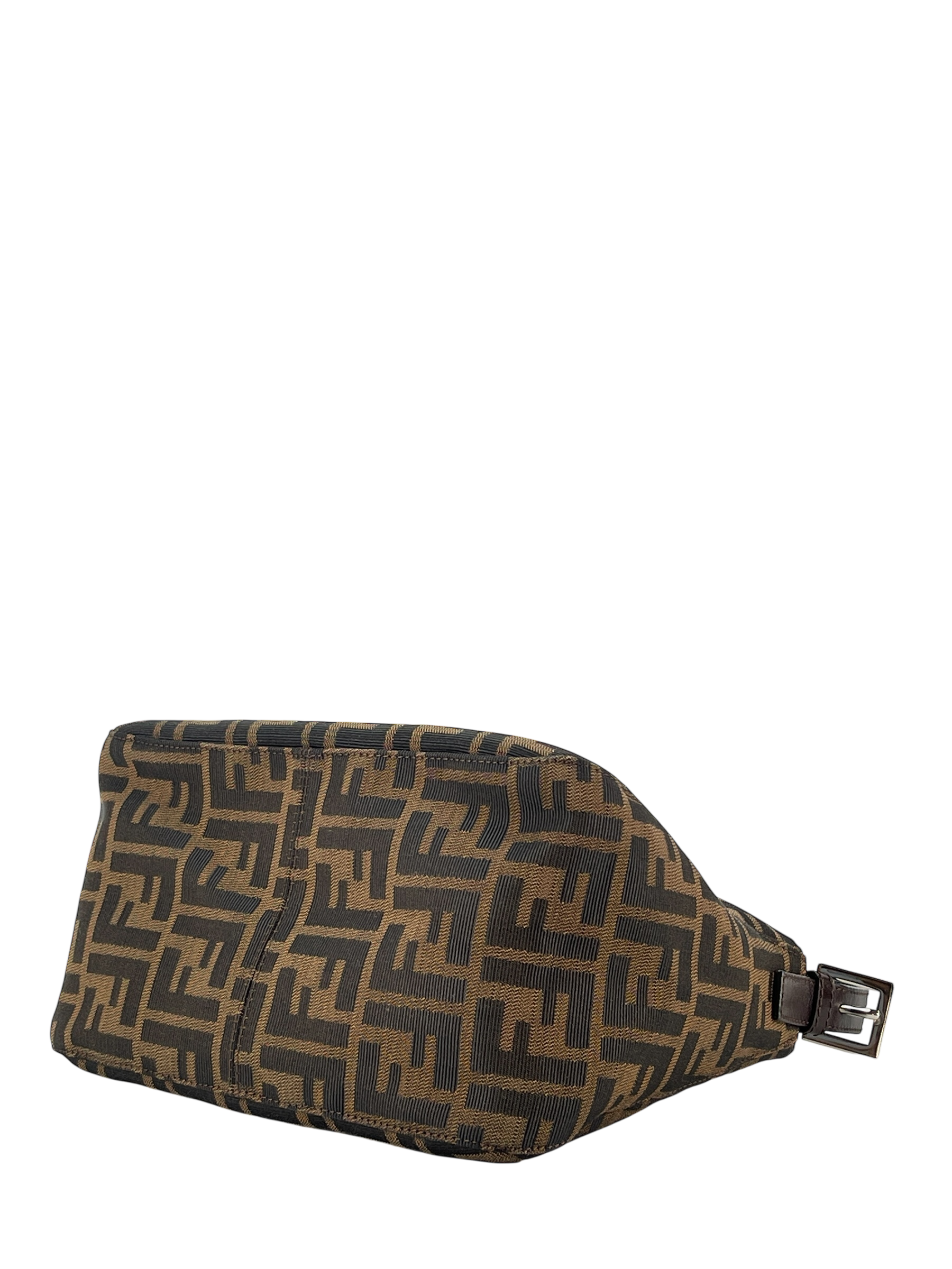 FENDI - Brown Canvas Zucca Shoulder Bag Silver Hardware