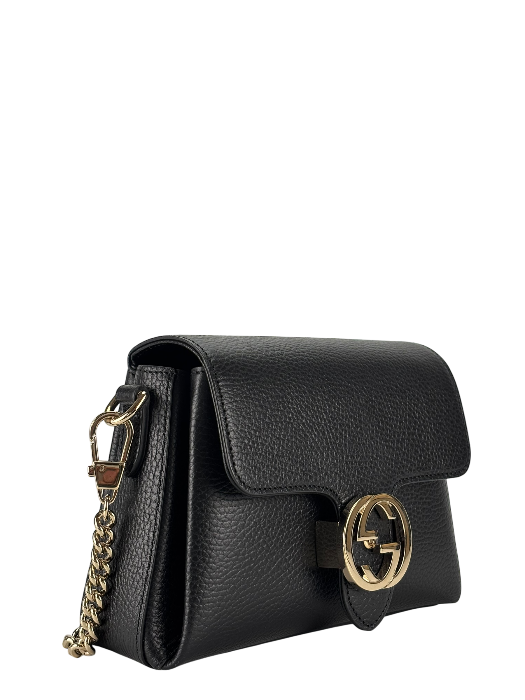 GUCCI - Black Interlocking G Chain Shoulder Bag