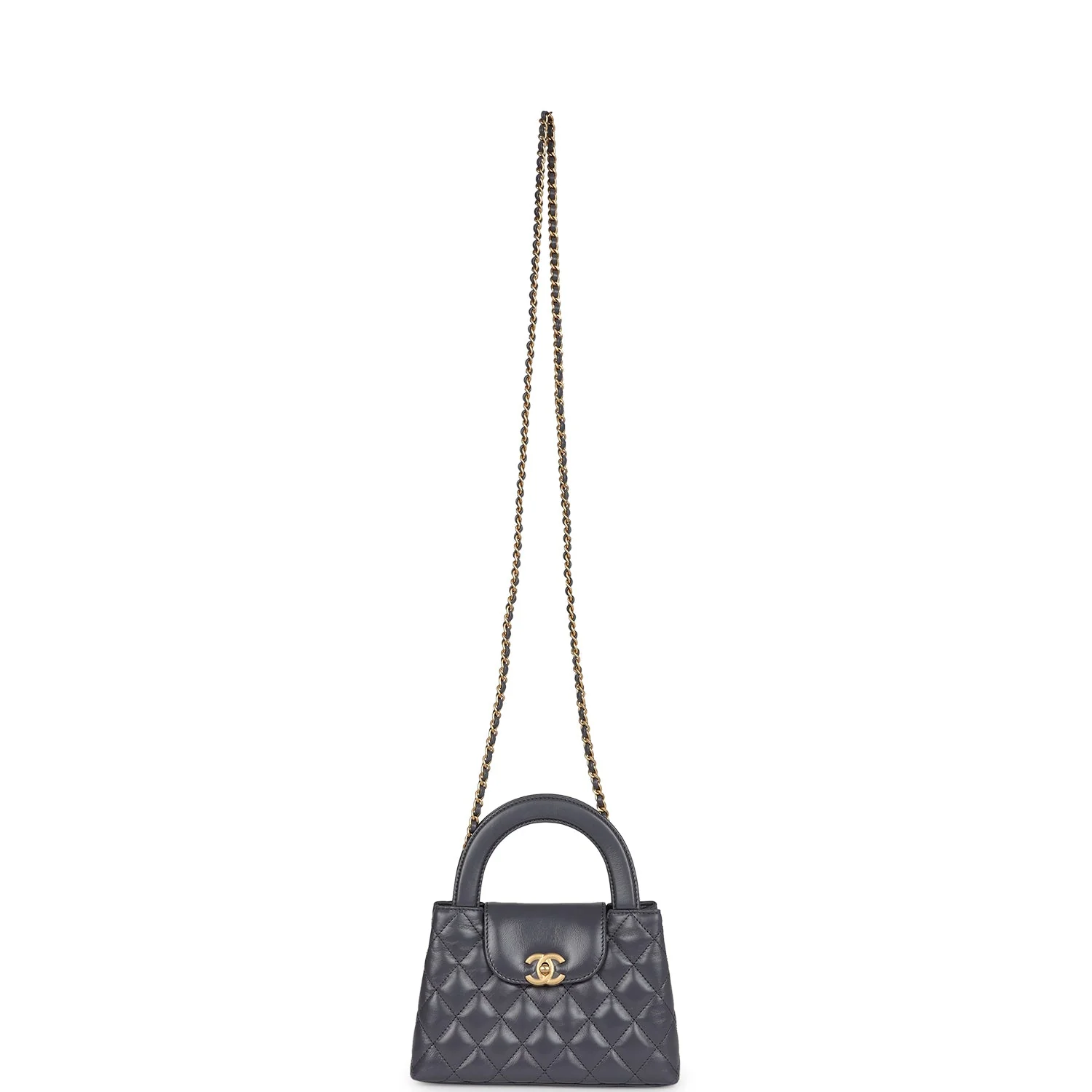 Chanel Small Kelly Shopper Dark Grey Shiny Aged Calfskin Brushed Gold Hardware